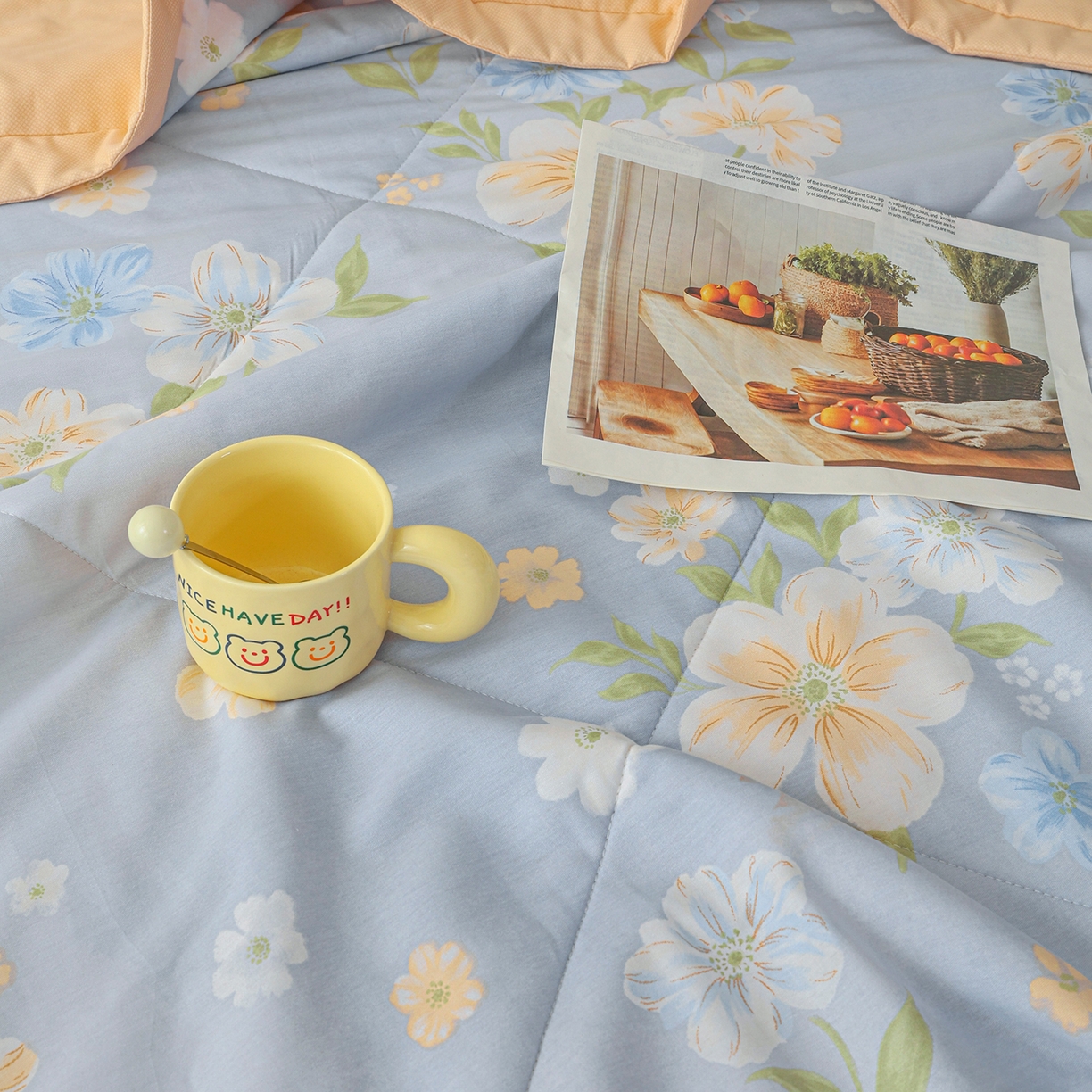 91家纺网 家纺一手货源 找家纺 尊妙被业 2026春夏新款全棉印花夏被空调被夏凉被 浅影