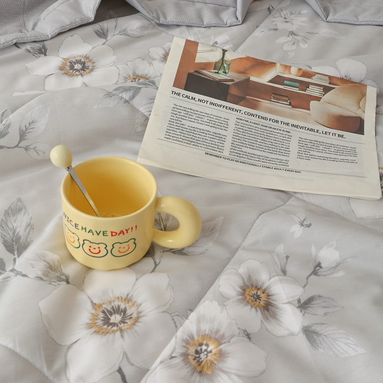 91家纺网 家纺一手货源 找家纺 尊妙被业 2026春夏新款全棉印花夏被空调被夏凉被 茉清浅 灰