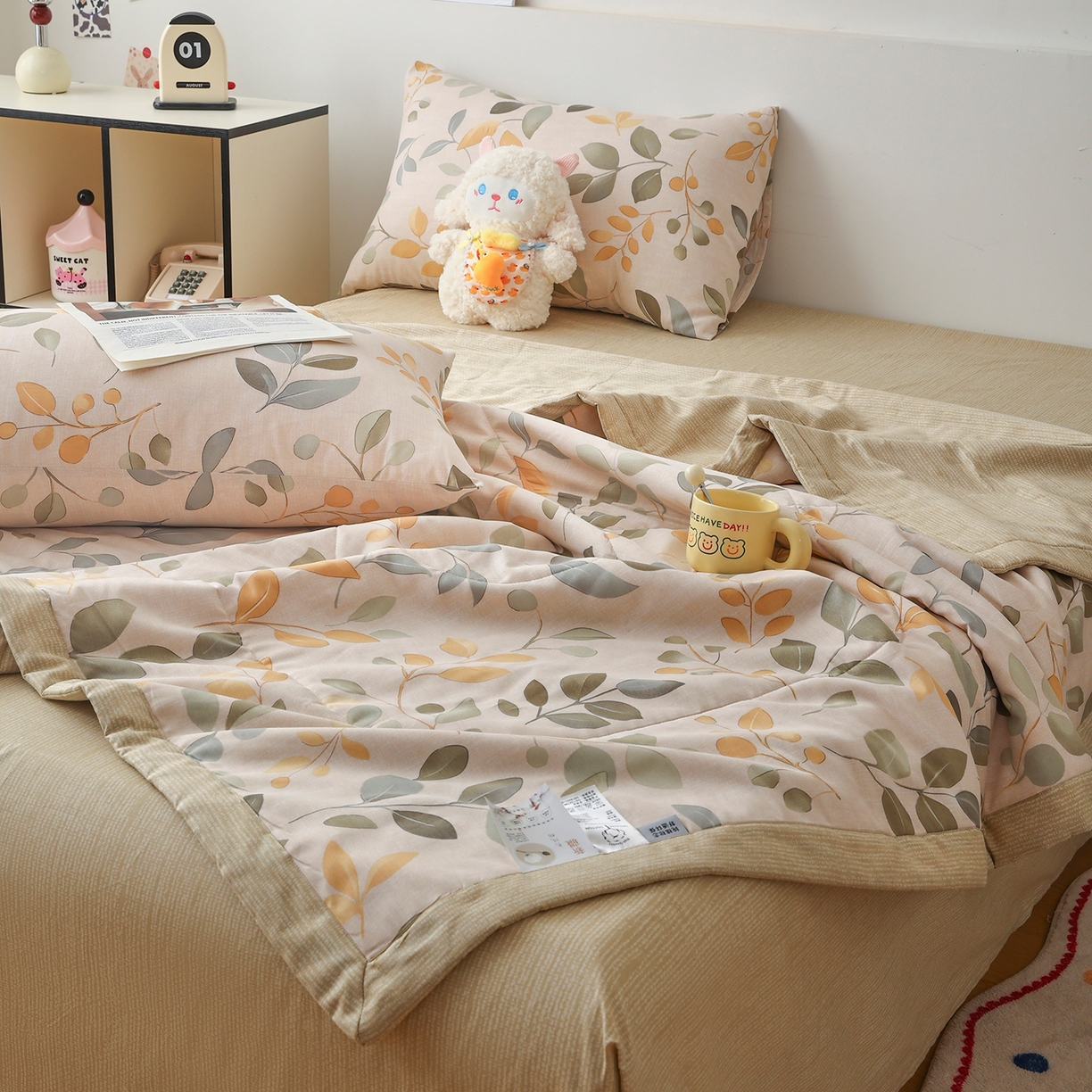 91家纺网 家纺一手货源 找家纺 尊妙被业 2026春夏新款全棉印花夏被空调被夏凉被 飘林