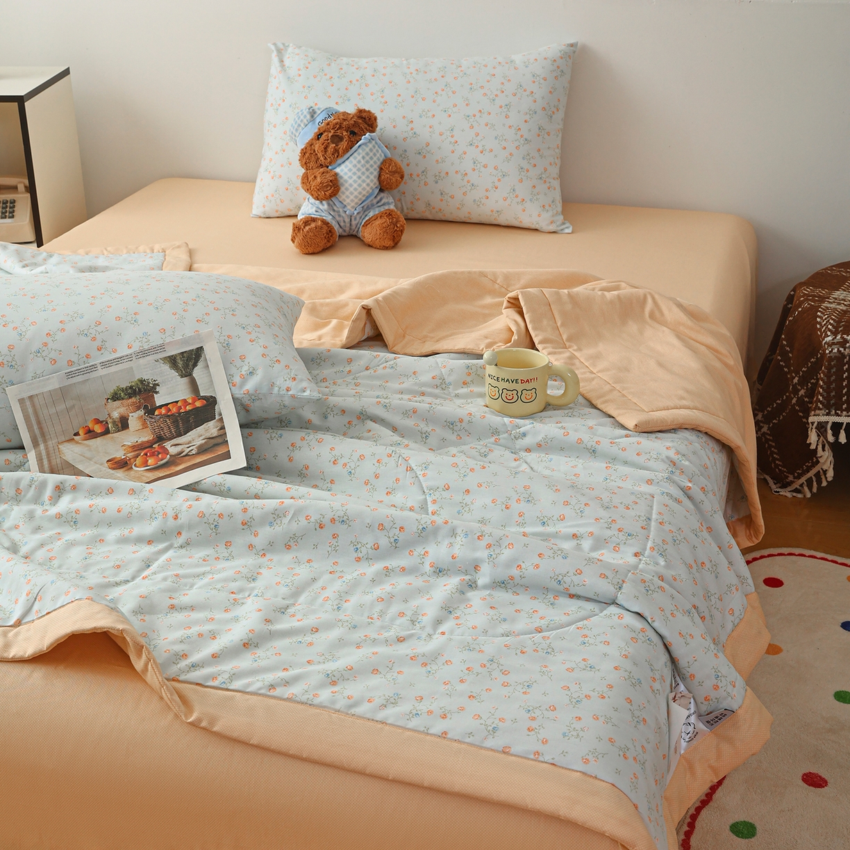 91家纺网 家纺一手货源 找家纺 尊妙被业 2026春夏新款全棉印花夏被空调被夏凉被 紫罗兰的梦