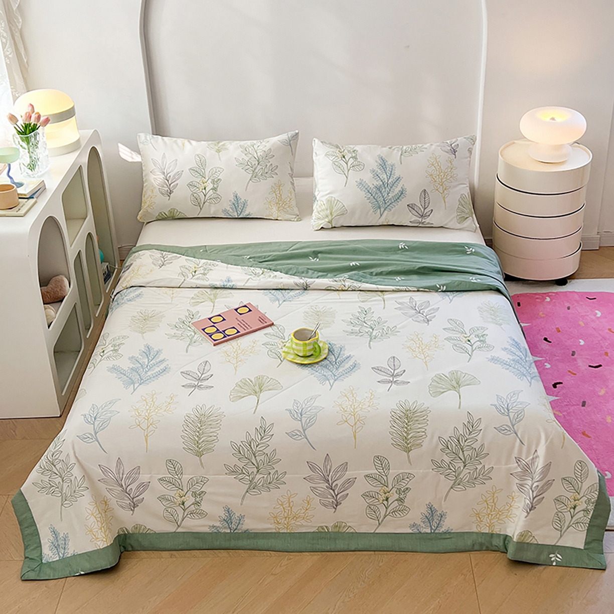 91家纺网 家纺一手货源 找家纺 尊妙被业 2026春夏新款全棉印花夏被空调被夏凉被 春风沐㰤