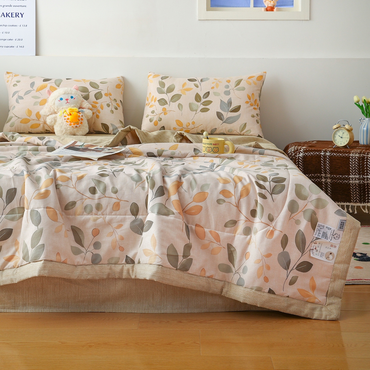 91家纺网 家纺一手货源 找家纺 尊妙被业 2026春夏新款全棉印花夏被空调被夏凉被 飘林