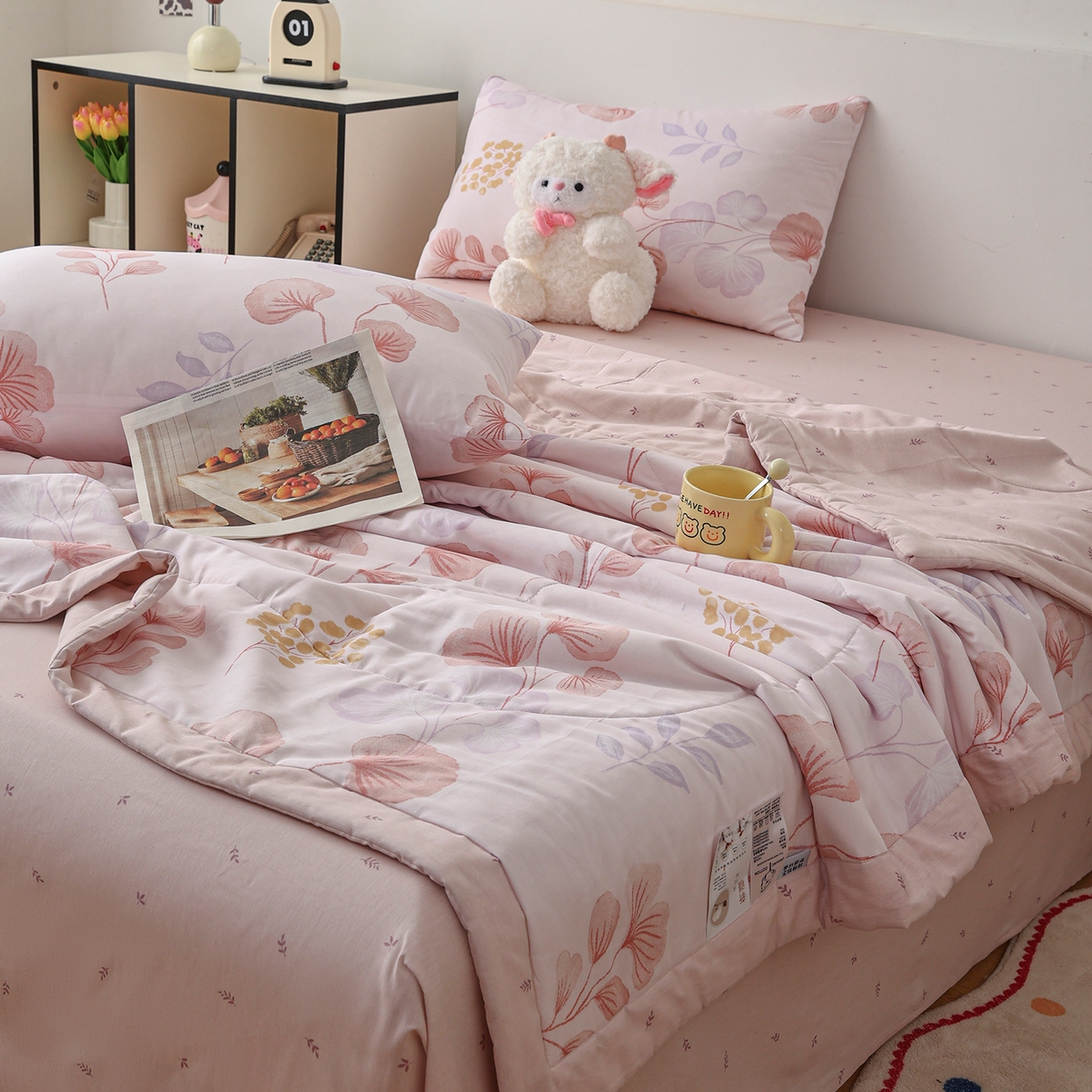 91家纺网 家纺一手货源 找家纺 尊妙被业 2026春夏新款全棉印花夏被空调被夏凉被 沐雪