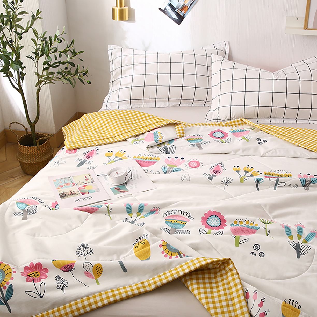 91家纺网 家纺一手货源 找家纺 尊妙被业 2026春夏新款全棉印花夏被空调被夏凉被 奇异花语