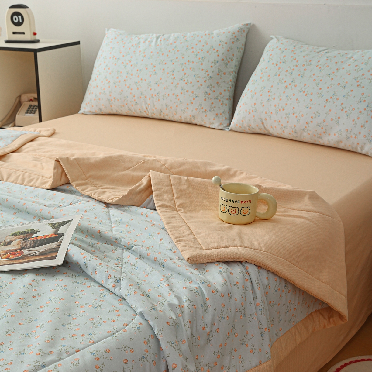 91家纺网 家纺一手货源 找家纺 尊妙被业 2026春夏新款全棉印花夏被空调被夏凉被 紫罗兰的梦