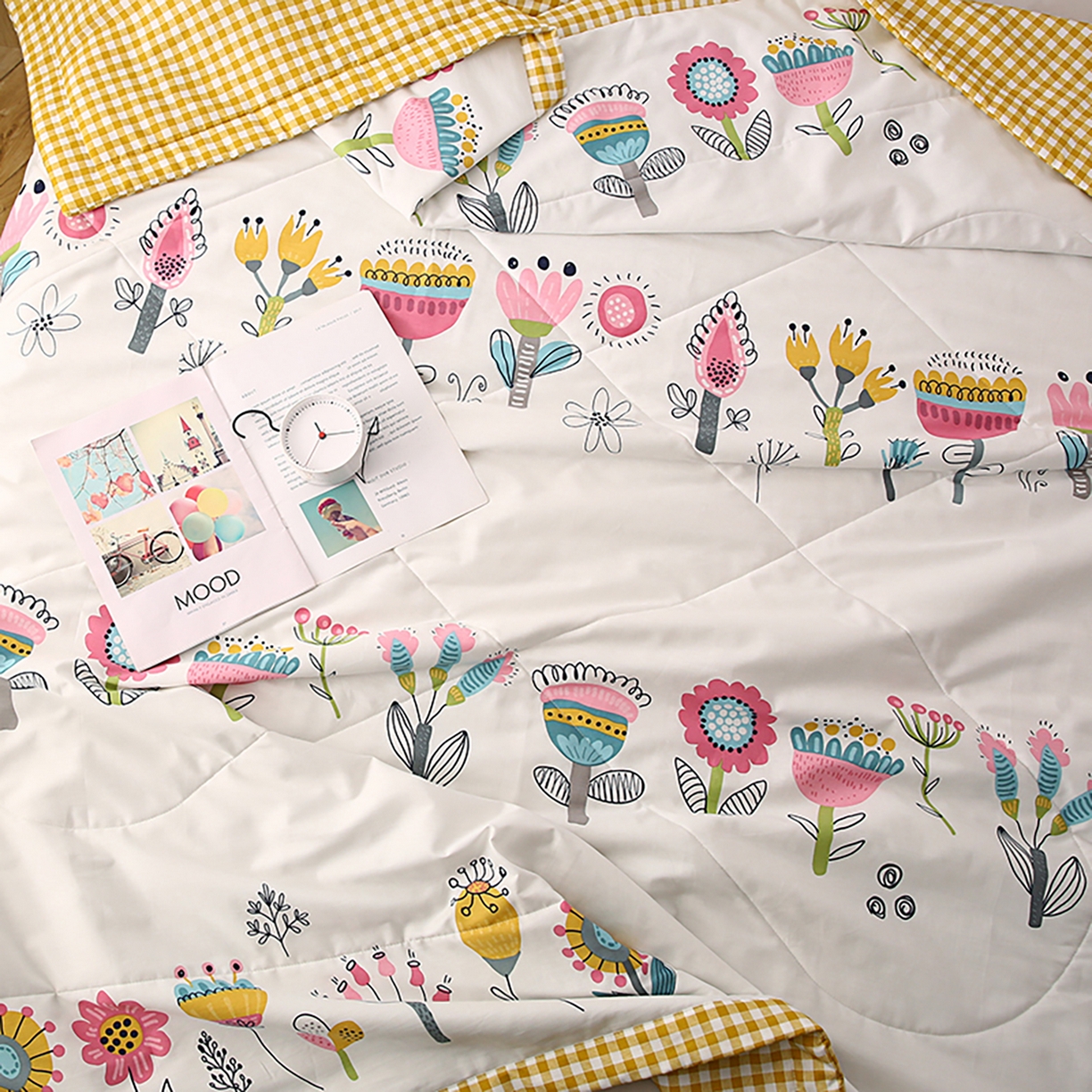 91家纺网 家纺一手货源 找家纺 尊妙被业 2026春夏新款全棉印花夏被空调被夏凉被 奇异花语