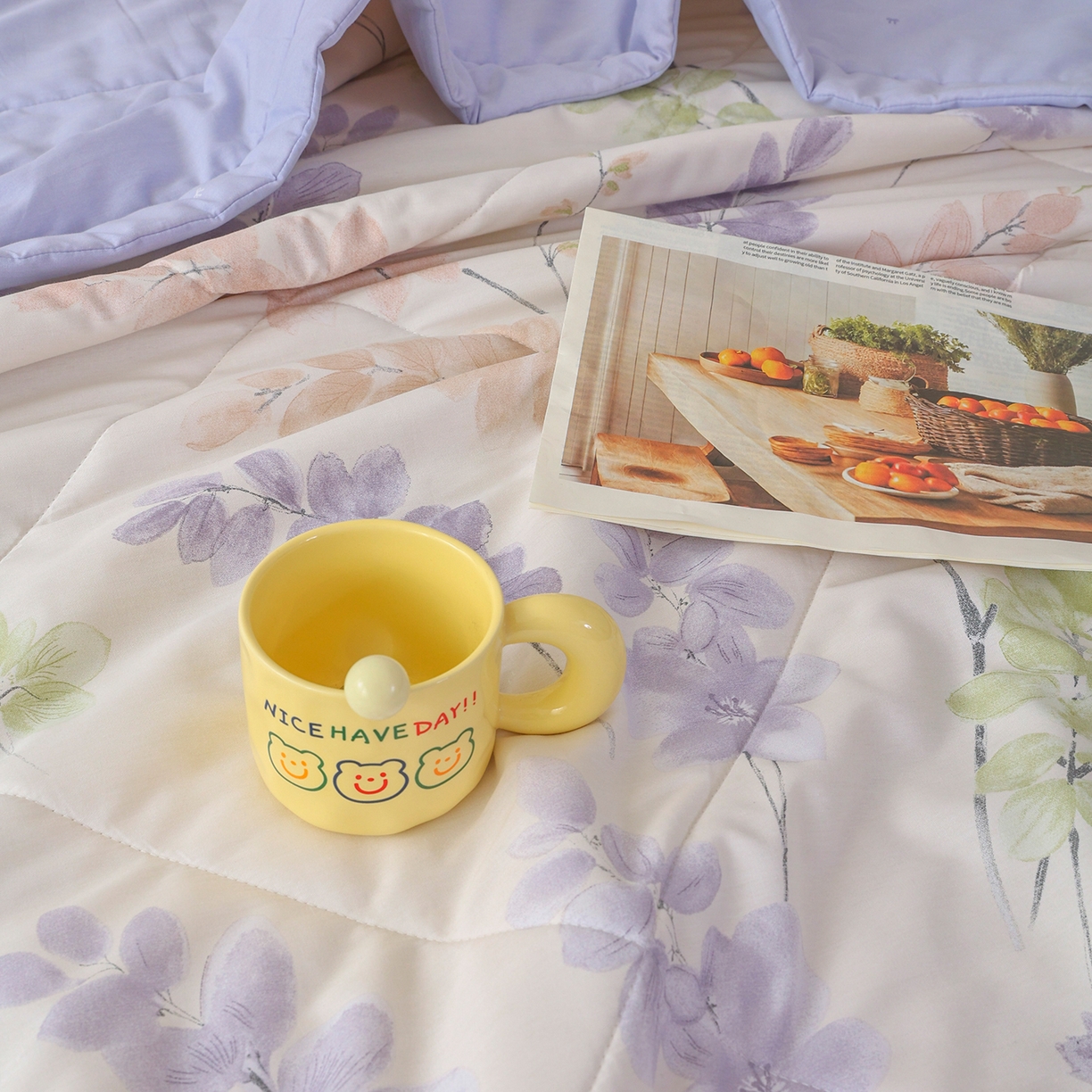 91家纺网 家纺一手货源 找家纺 尊妙被业 2026春夏新款全棉印花夏被空调被夏凉被 栖川 紫