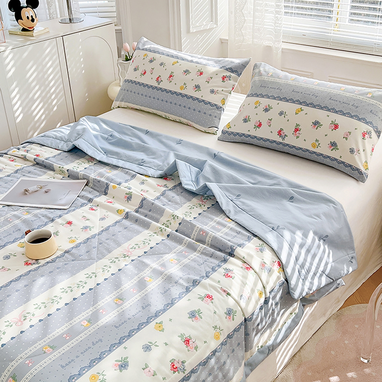 91家纺网 家纺一手货源 找家纺 尊妙被业 2026春夏新款全棉印花夏被空调被夏凉被 安暖入夏