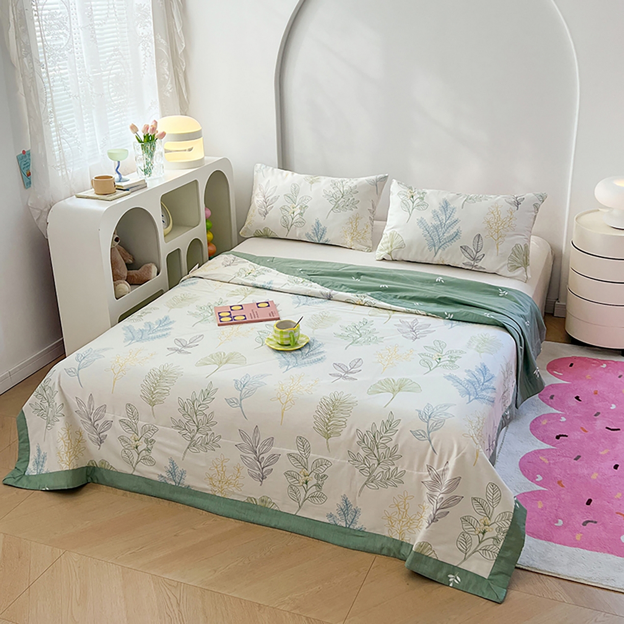 91家纺网 家纺一手货源 找家纺 尊妙被业 2026春夏新款全棉印花夏被空调被夏凉被 春风沐㰤