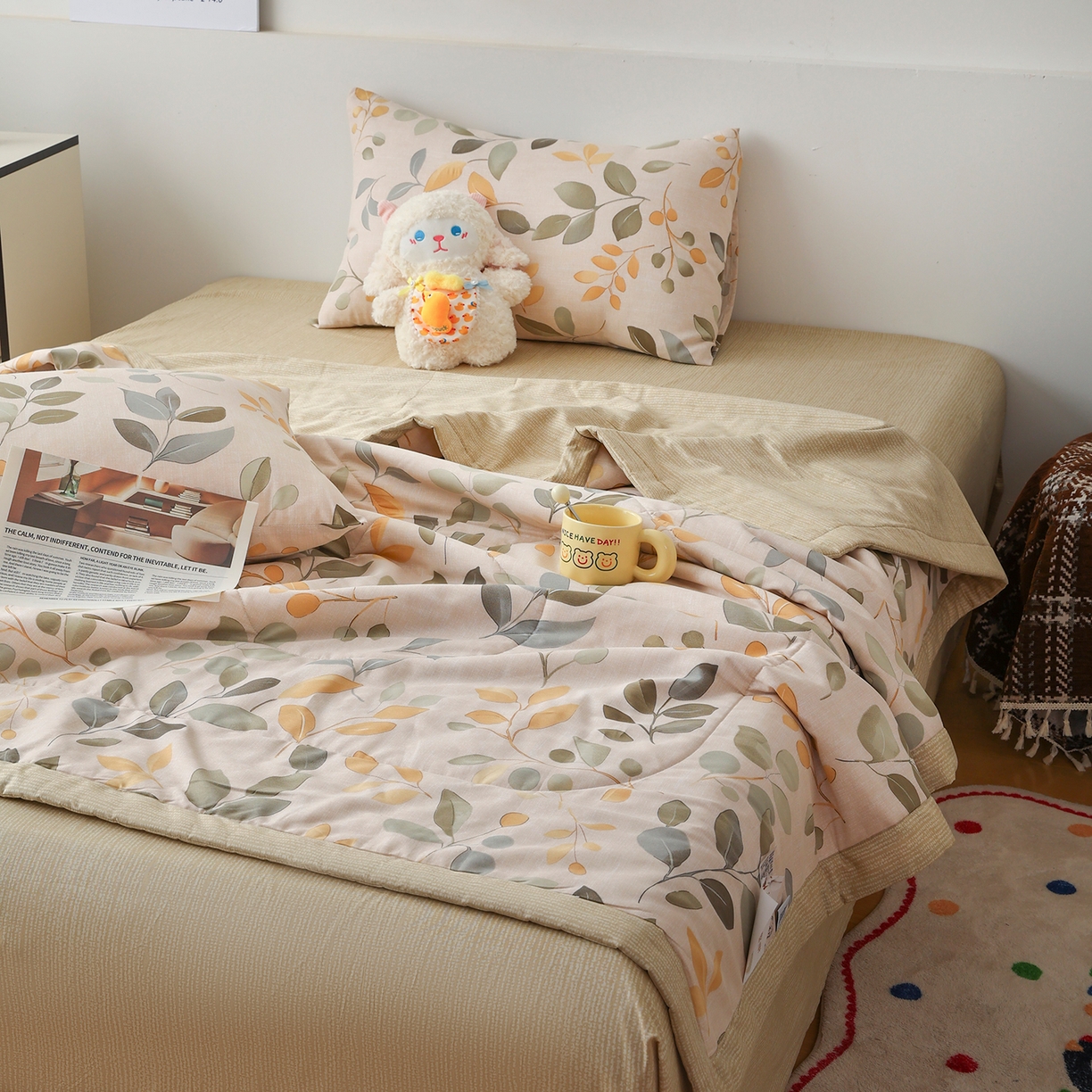 91家纺网 家纺一手货源 找家纺 尊妙被业 2026春夏新款全棉印花夏被空调被夏凉被 飘林