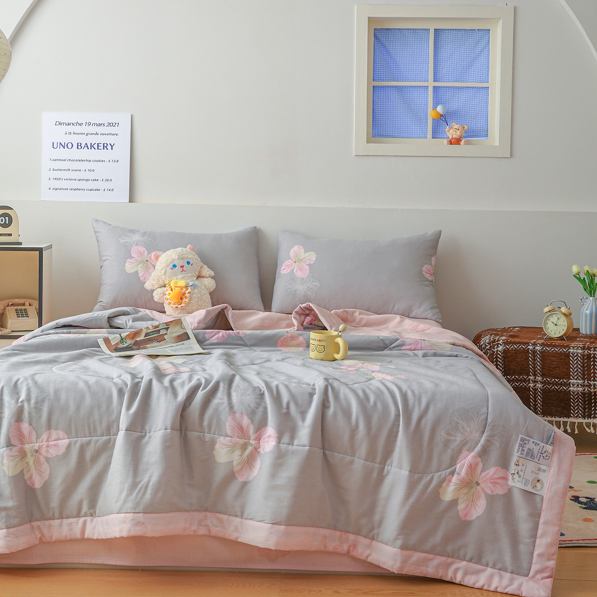 91家纺网 家纺一手货源 找家纺 尊妙被业 2026春夏新款全棉印花夏被空调被夏凉被 温暖思绪