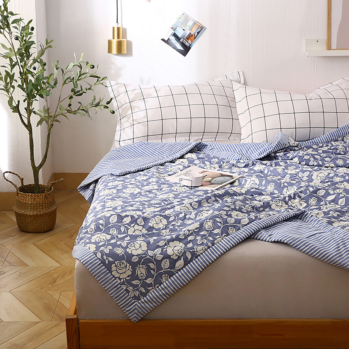 91家纺网 家纺一手货源 找家纺 尊妙被业 2026春夏新款全棉印花夏被空调被夏凉被 漫花语梦