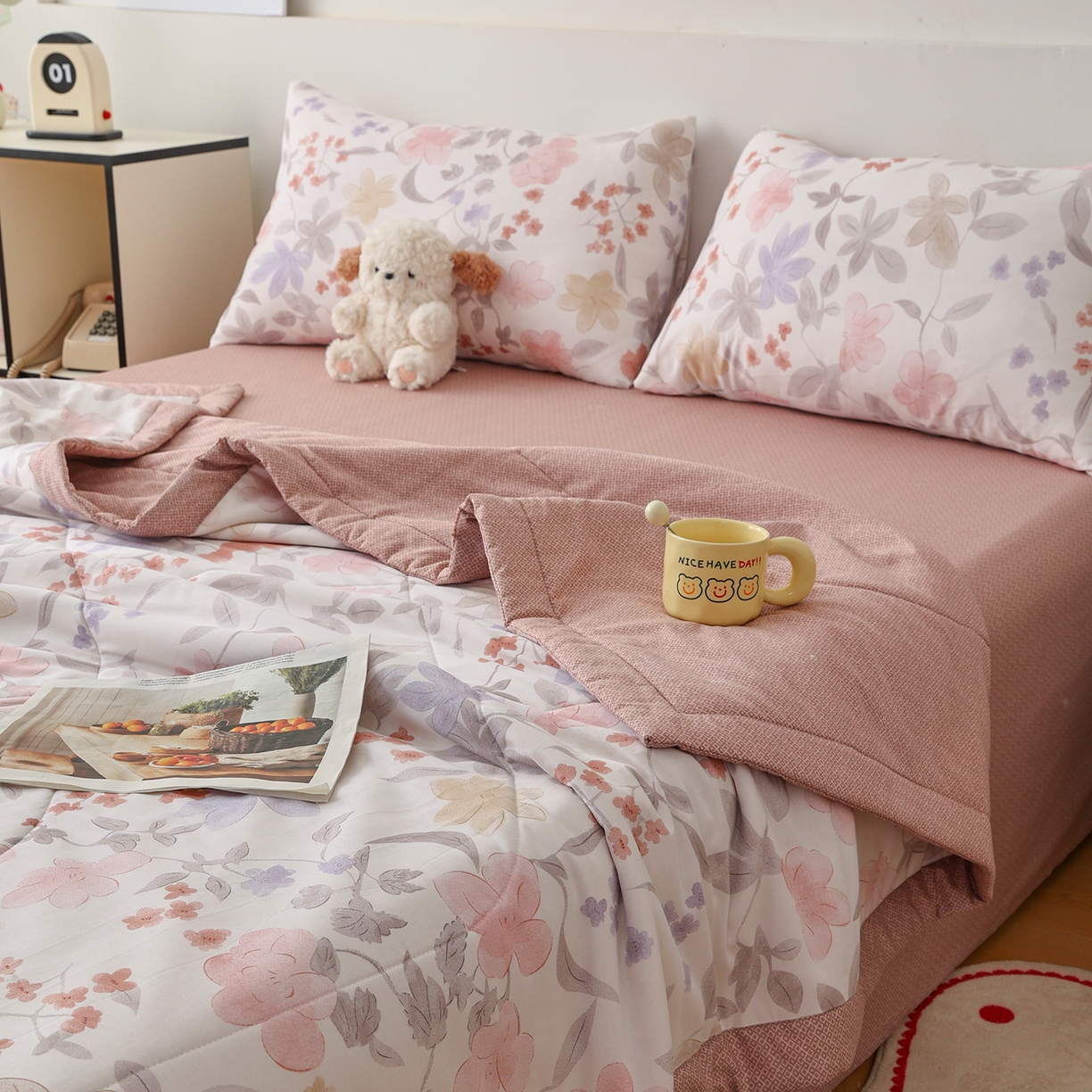 91家纺网 家纺一手货源 找家纺 尊妙被业 2026春夏新款全棉印花夏被空调被夏凉被 杜桑花园