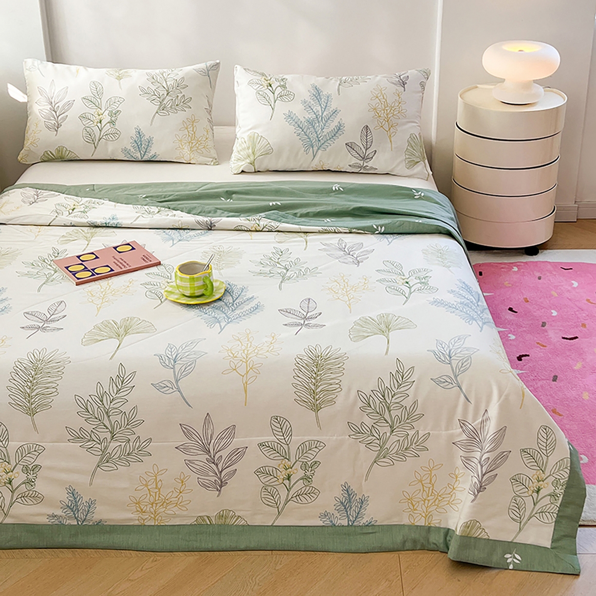 91家纺网 家纺一手货源 找家纺 尊妙被业 2026春夏新款全棉印花夏被空调被夏凉被 春风沐㰤