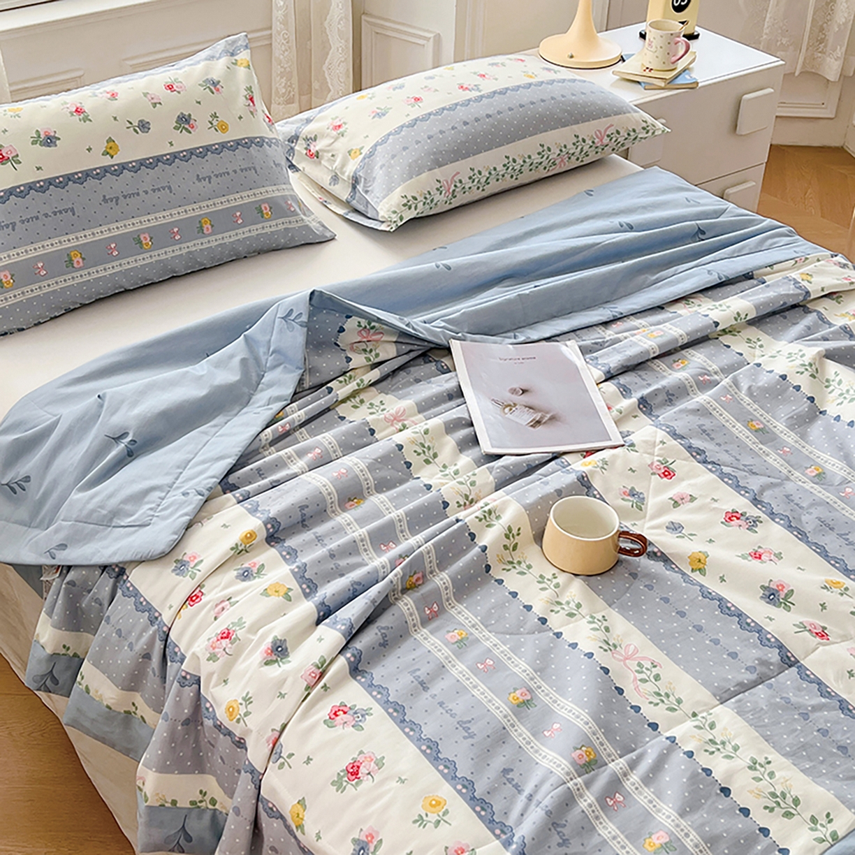 91家纺网 家纺一手货源 找家纺 尊妙被业 2026春夏新款全棉印花夏被空调被夏凉被 安暖入夏