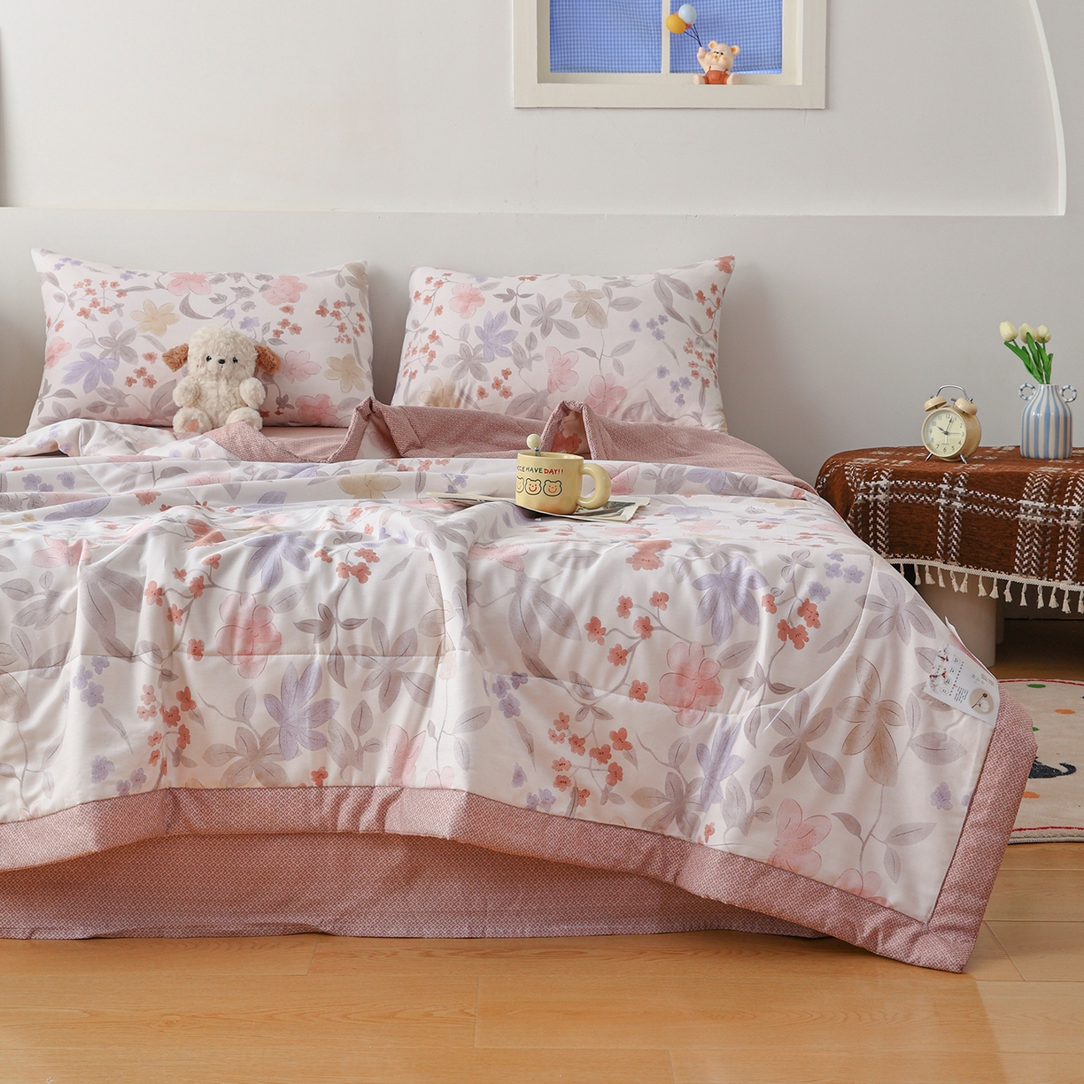 91家纺网 家纺一手货源 找家纺 尊妙被业 2026春夏新款全棉印花夏被空调被夏凉被 杜桑花园