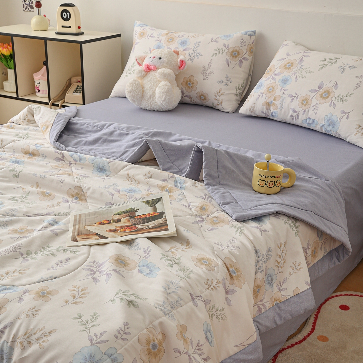 91家纺网 家纺一手货源 找家纺 尊妙被业 2026春夏新款全棉印花夏被空调被夏凉被 简秋