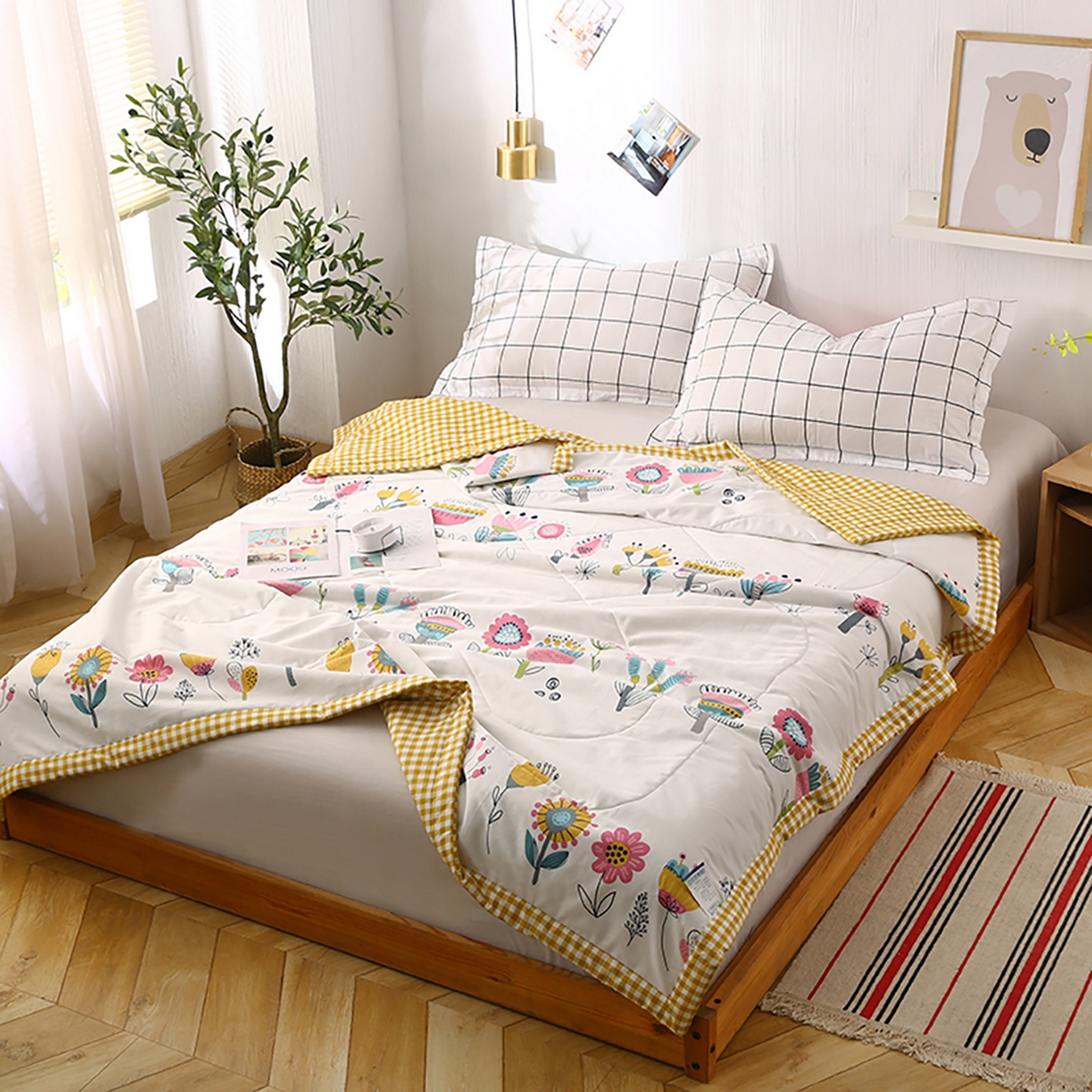 91家纺网 家纺一手货源 找家纺 尊妙被业 2026春夏新款全棉印花夏被空调被夏凉被 奇异花语