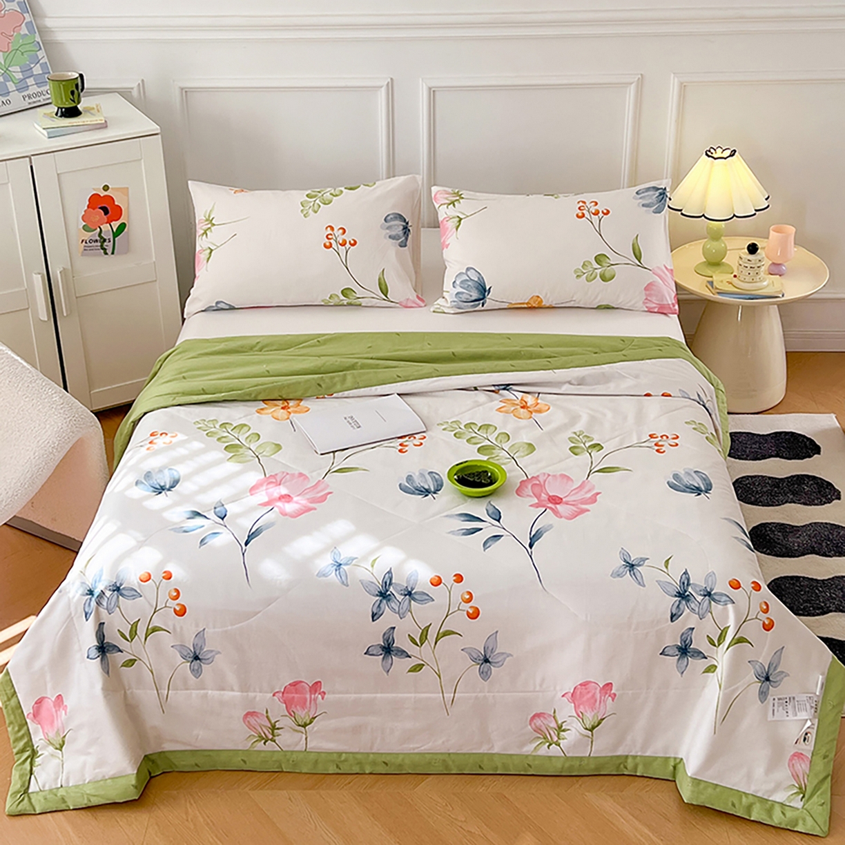 91家纺网 家纺一手货源 找家纺 尊妙被业 2026春夏新款全棉印花夏被空调被夏凉被 梦都花语