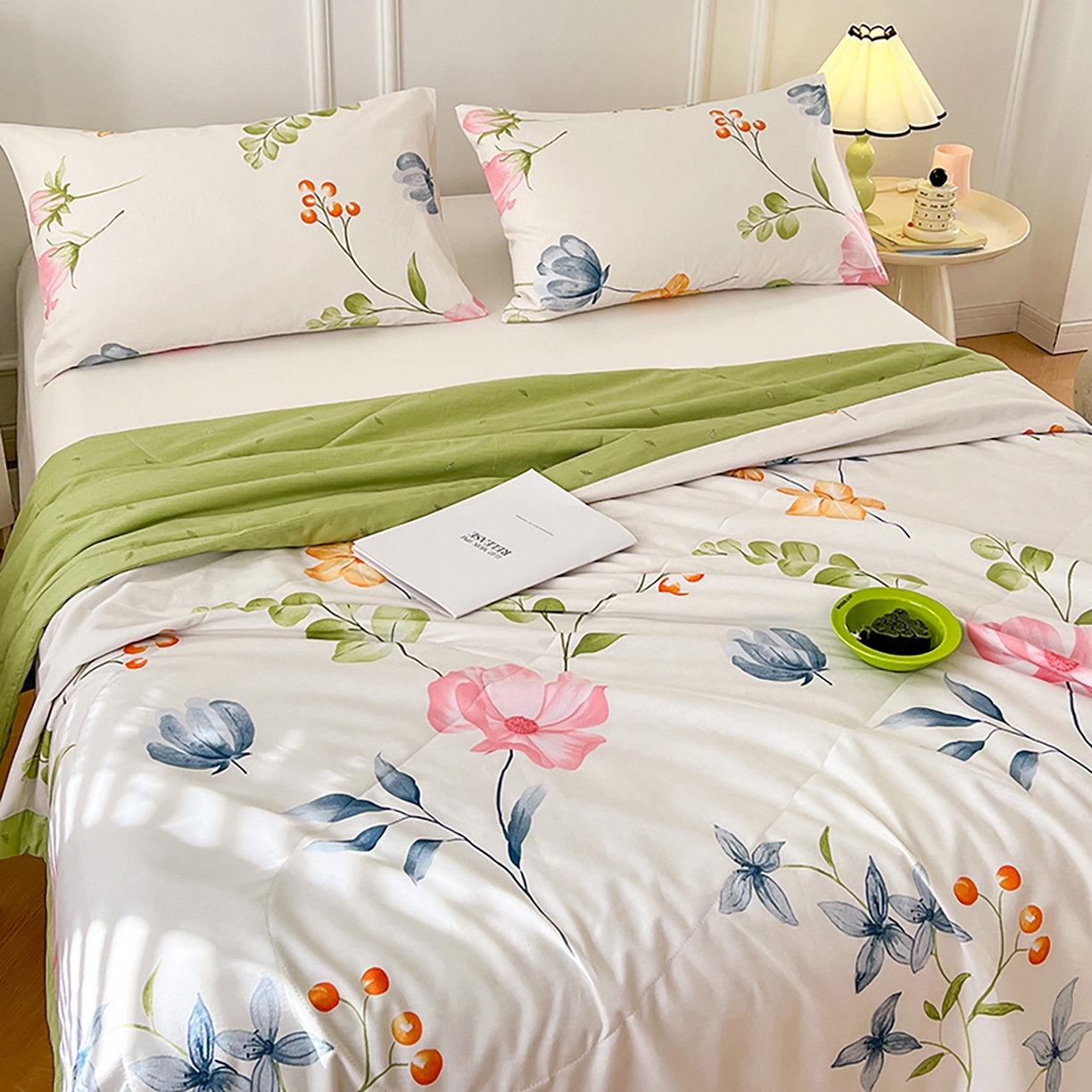 91家纺网 家纺一手货源 找家纺 尊妙被业 2026春夏新款全棉印花夏被空调被夏凉被 梦都花语