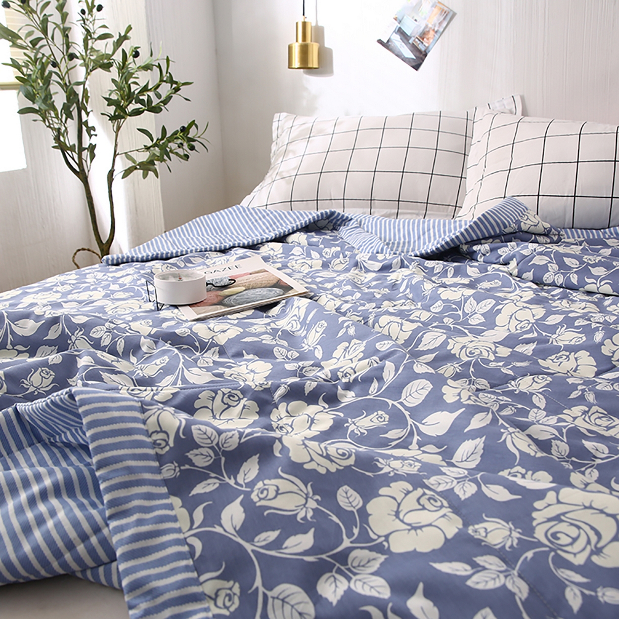 91家纺网 家纺一手货源 找家纺 尊妙被业 2026春夏新款全棉印花夏被空调被夏凉被 漫花语梦