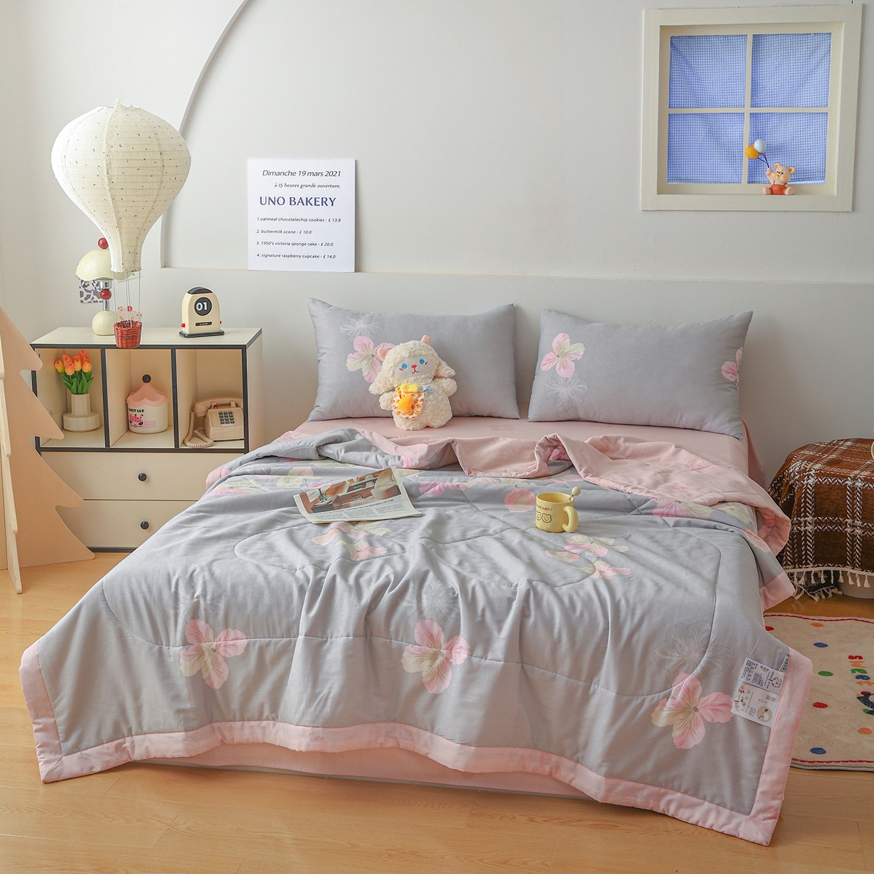 91家纺网 家纺一手货源 找家纺 尊妙被业 2026春夏新款全棉印花夏被空调被夏凉被 温暖思绪