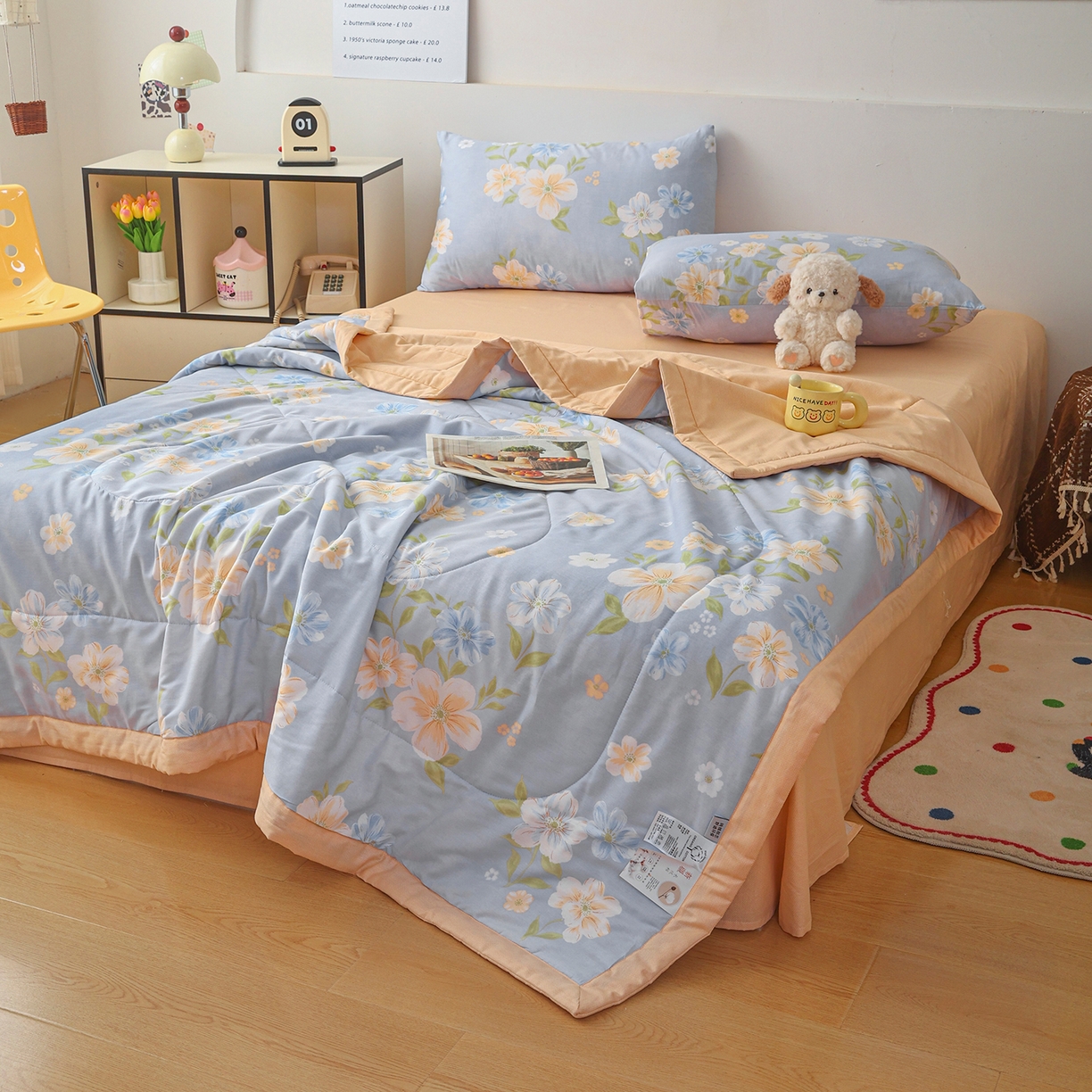 91家纺网 家纺一手货源 找家纺 尊妙被业 2026春夏新款全棉印花夏被空调被夏凉被 浅影