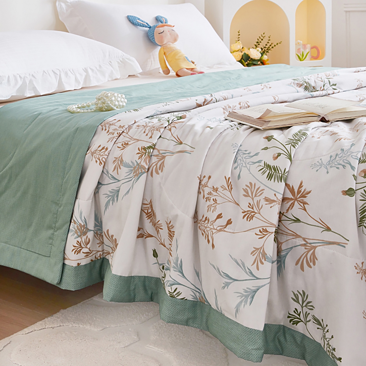 91家纺网 家纺一手货源 找家纺 尊妙被业 2026春夏新款全棉印花夏被空调被夏凉被 情梦莎