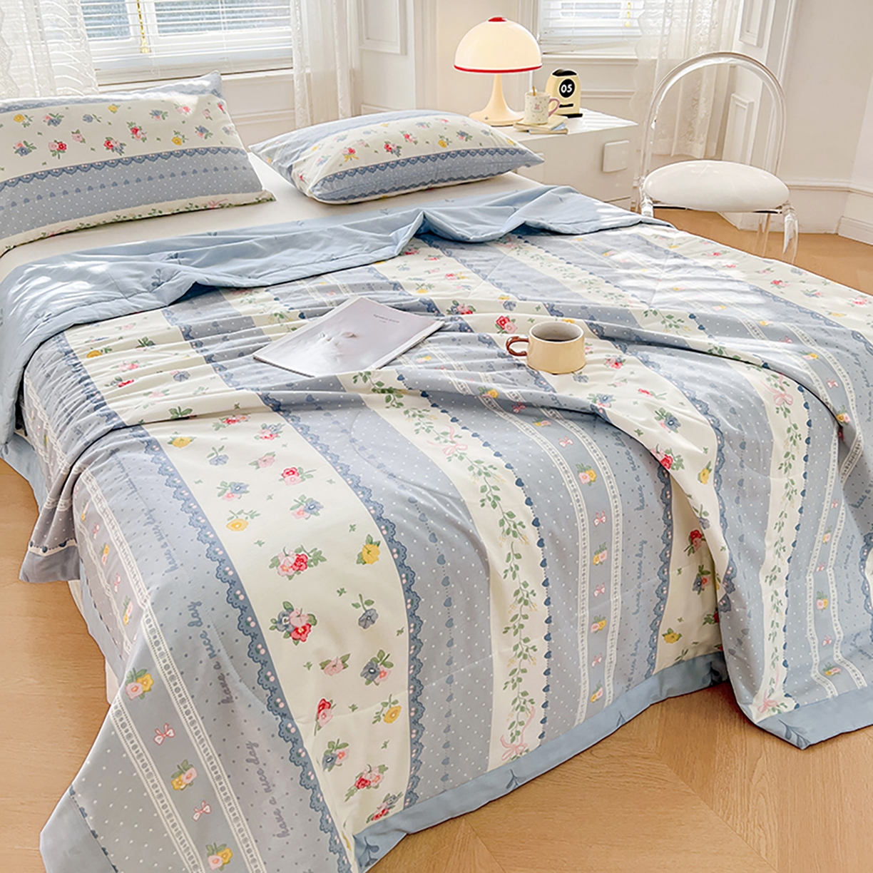 91家纺网 家纺一手货源 找家纺 尊妙被业 2026春夏新款全棉印花夏被空调被夏凉被 安暖入夏