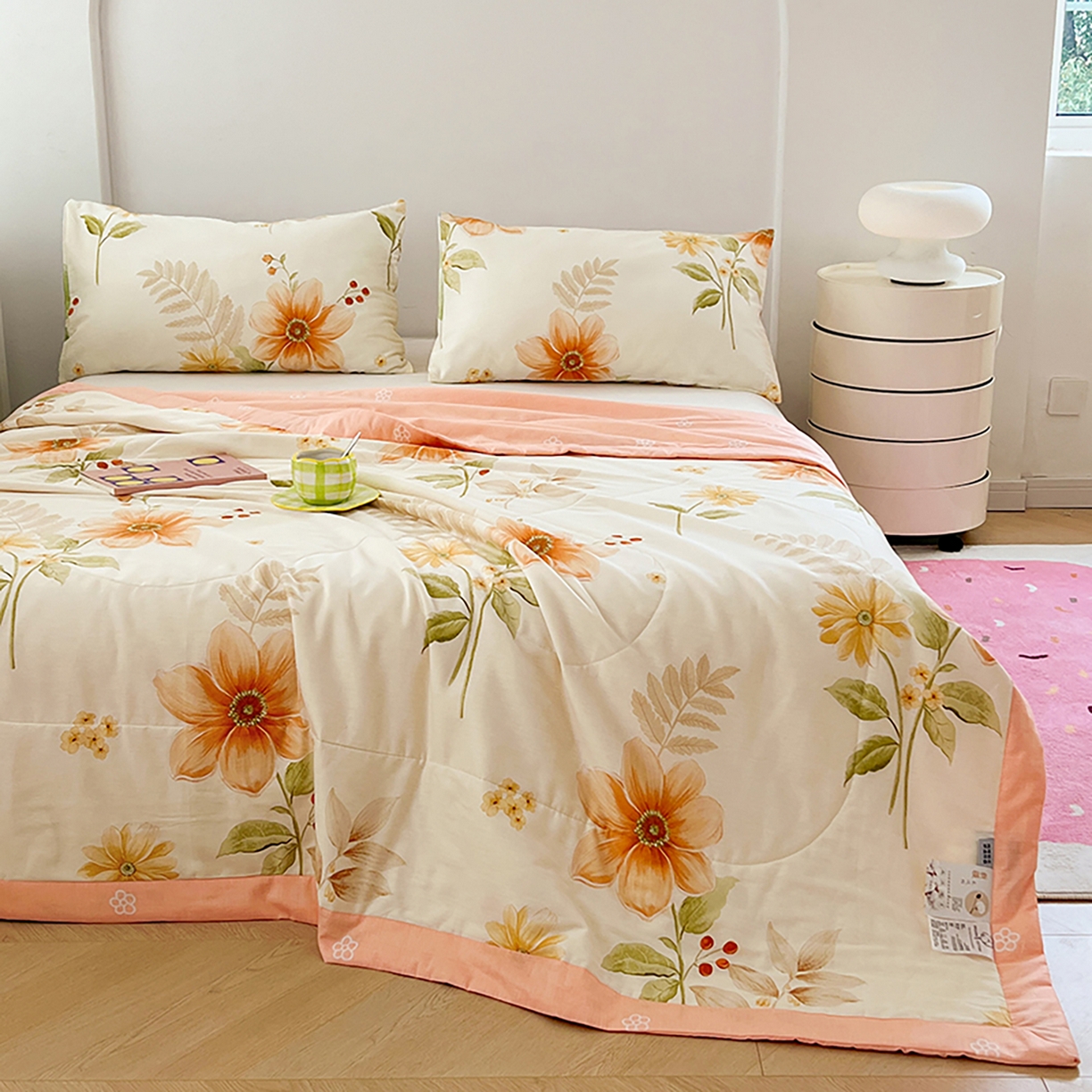 91家纺网 家纺一手货源 找家纺 尊妙被业 2026春夏新款全棉印花夏被空调被夏凉被 云梦花都-米