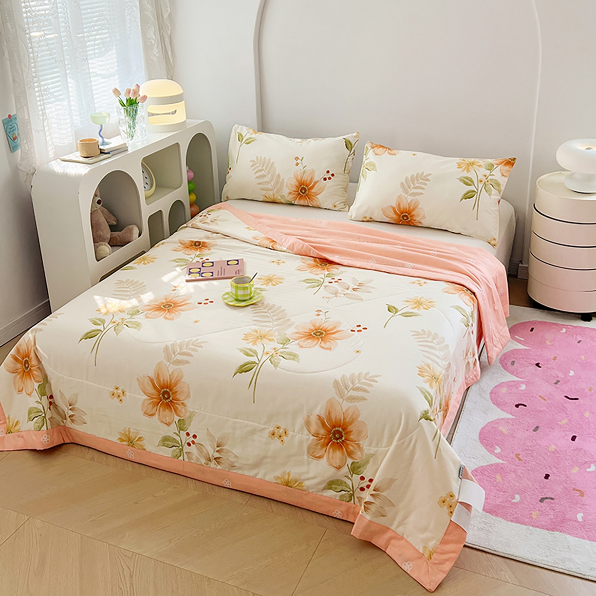 91家纺网 家纺一手货源 找家纺 尊妙被业 2026春夏新款全棉印花夏被空调被夏凉被 云梦花都-米