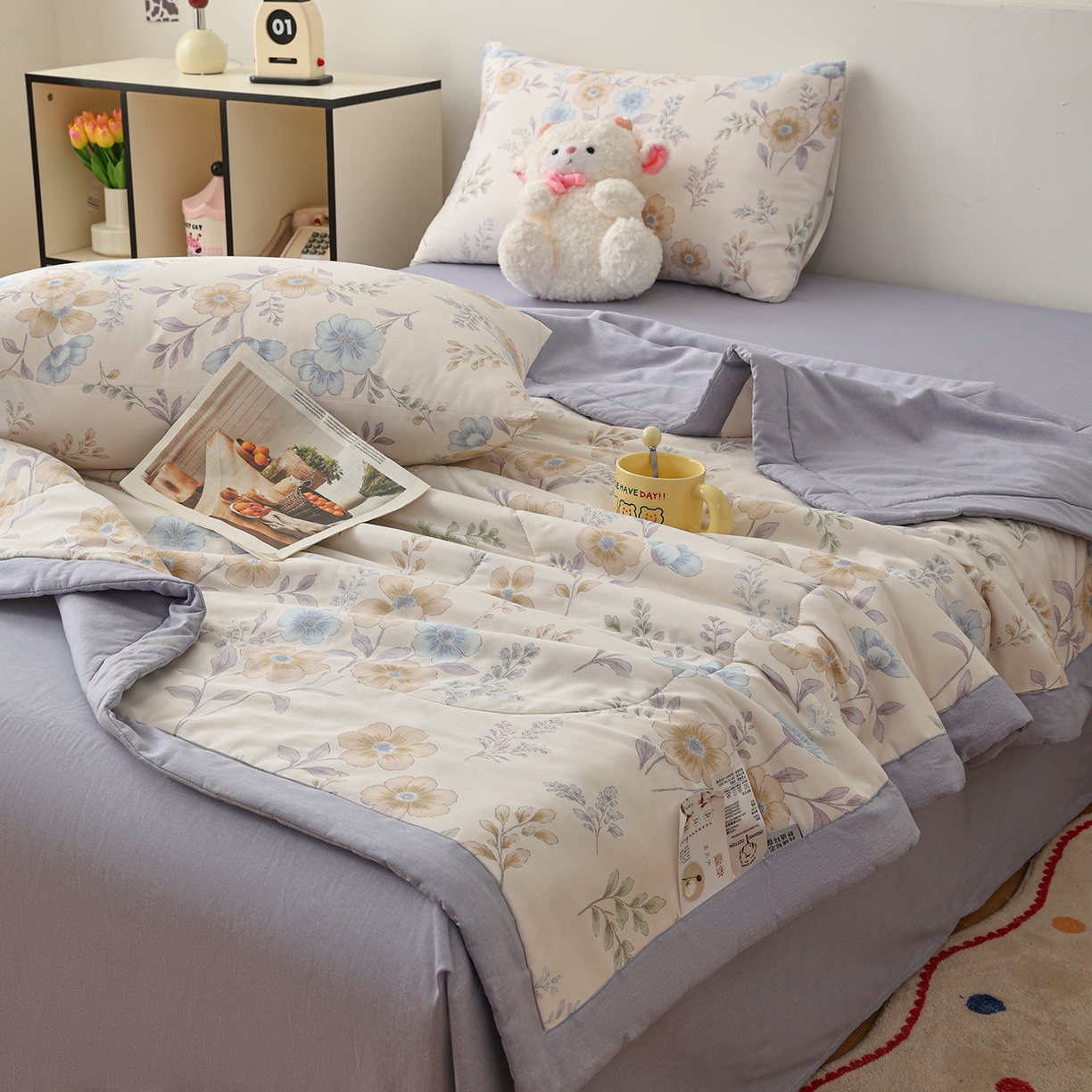 91家纺网 家纺一手货源 找家纺 尊妙被业 2026春夏新款全棉印花夏被空调被夏凉被 简秋