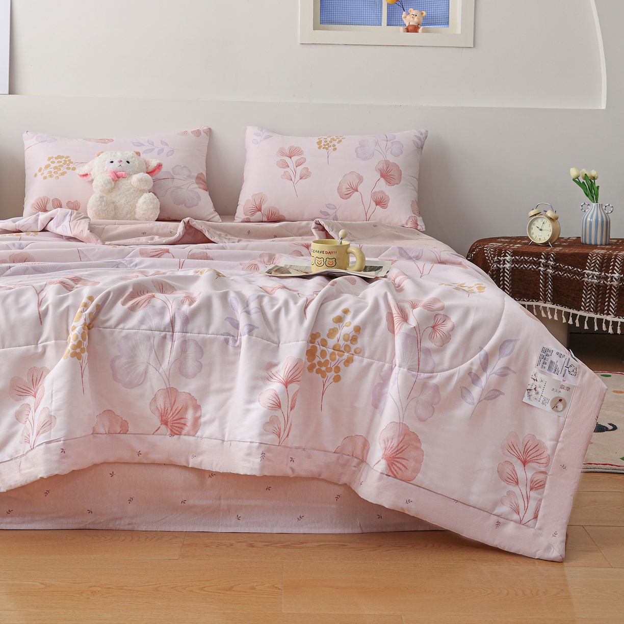 91家纺网 家纺一手货源 找家纺 尊妙被业 2026春夏新款全棉印花夏被空调被夏凉被 沐雪