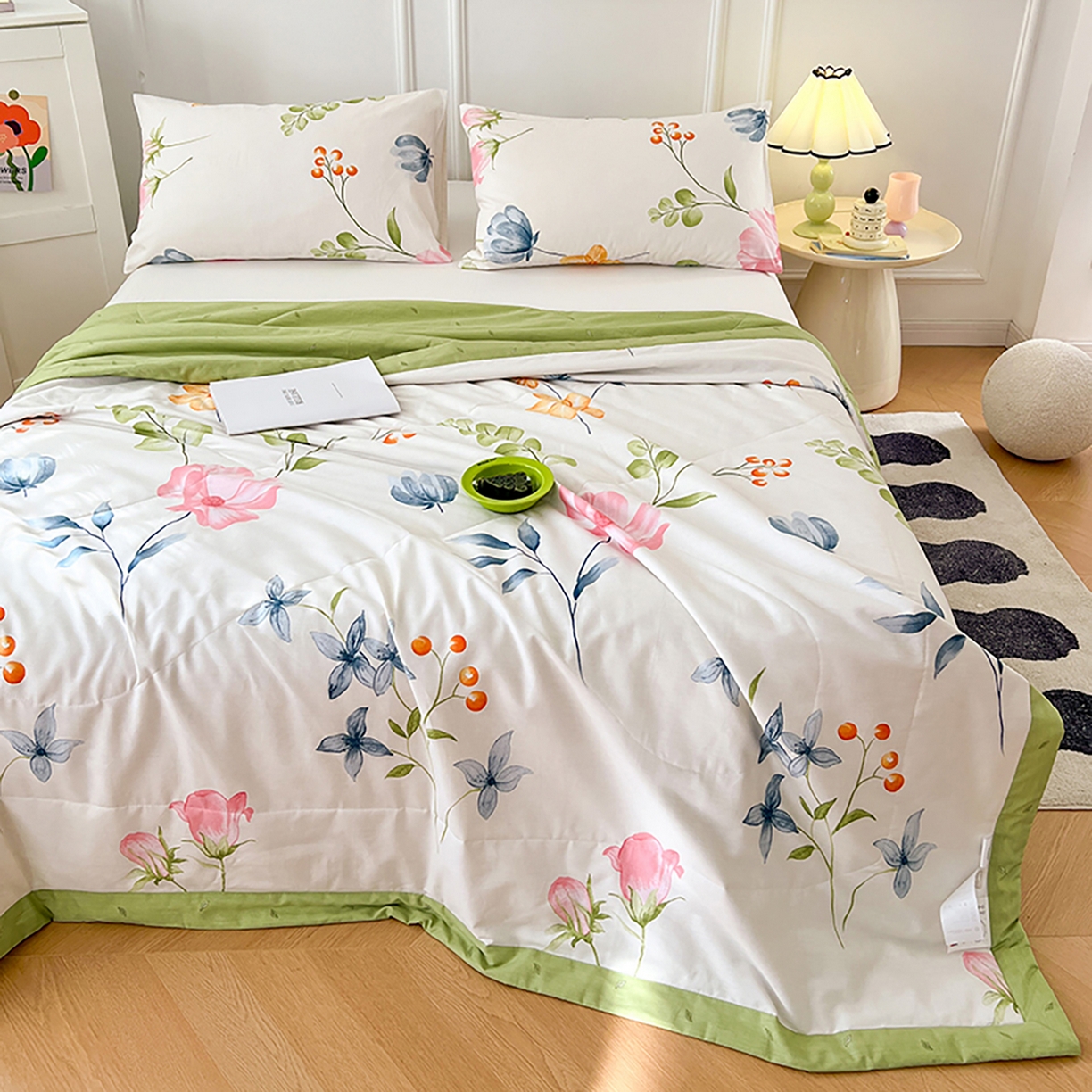 91家纺网 家纺一手货源 找家纺 尊妙被业 2026春夏新款全棉印花夏被空调被夏凉被 梦都花语