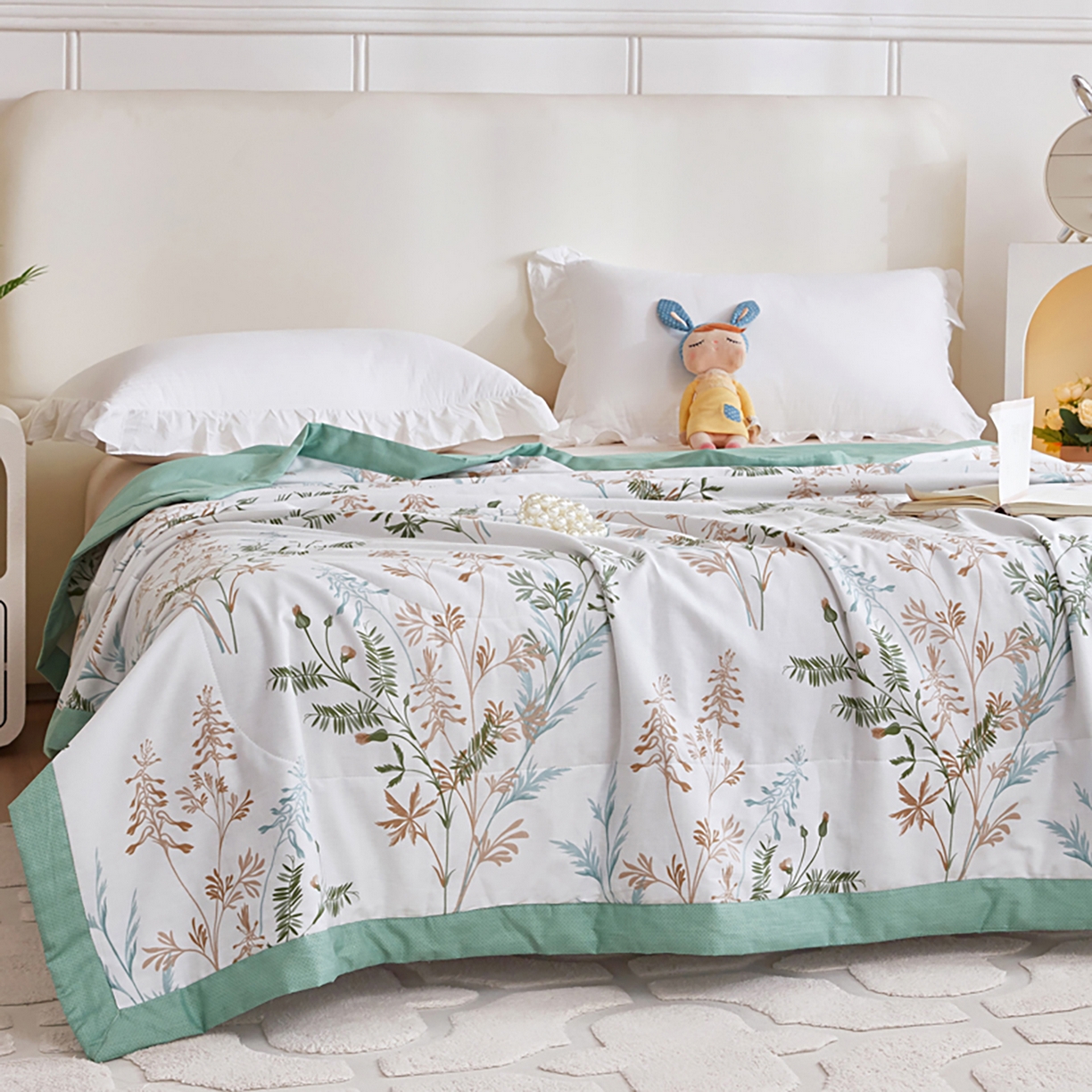 91家纺网 家纺一手货源 找家纺 尊妙被业 2026春夏新款全棉印花夏被空调被夏凉被 情梦莎