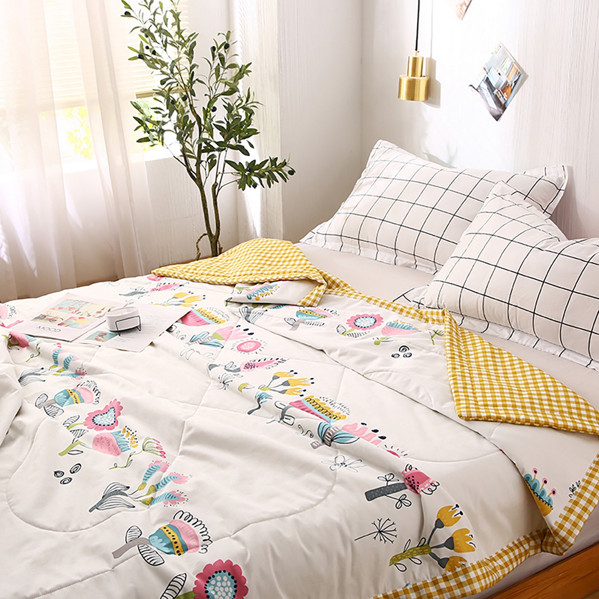 91家纺网 家纺一手货源 找家纺 尊妙被业 2026春夏新款全棉印花夏被空调被夏凉被 奇异花语