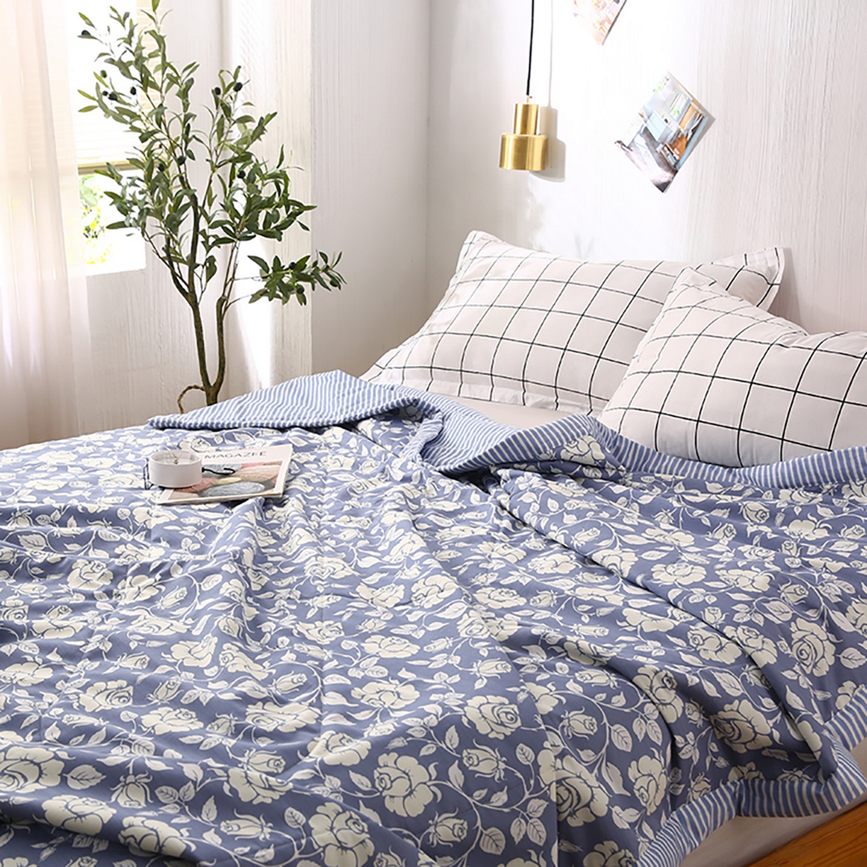 91家纺网 家纺一手货源 找家纺 尊妙被业 2026春夏新款全棉印花夏被空调被夏凉被 漫花语梦