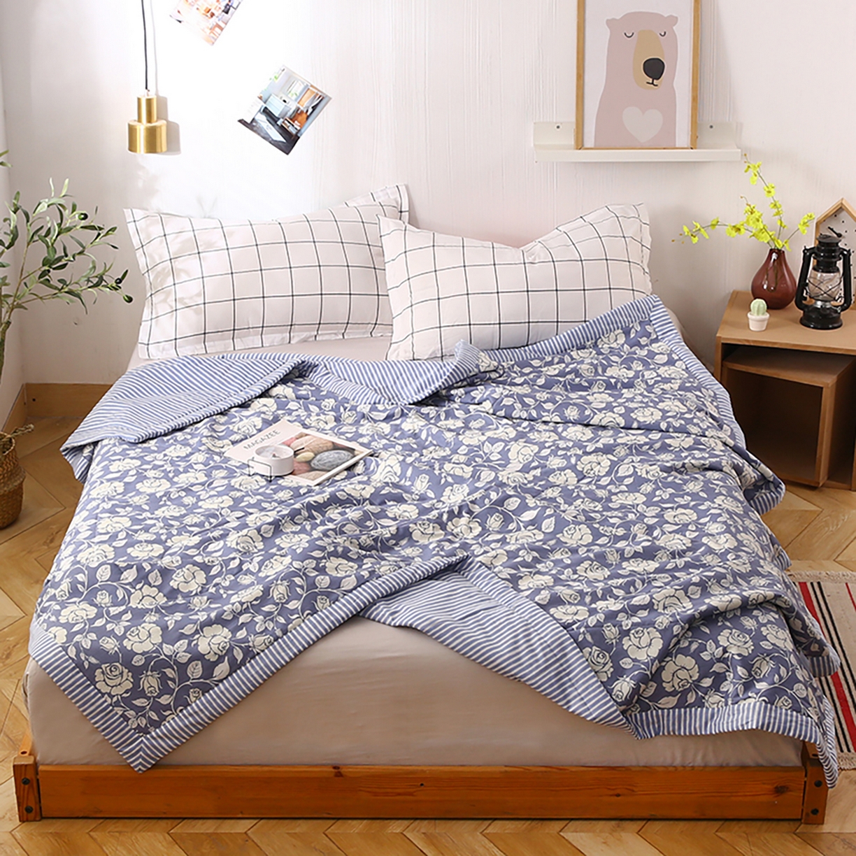 91家纺网 家纺一手货源 找家纺 尊妙被业 2026春夏新款全棉印花夏被空调被夏凉被 漫花语梦