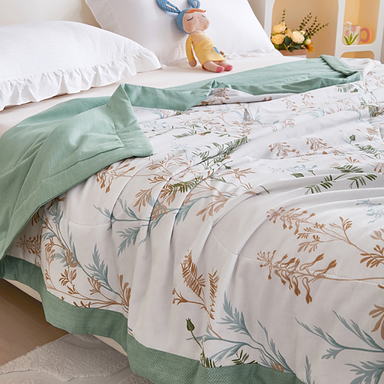 91家纺网 家纺一手货源 找家纺 尊妙被业 2026春夏新款全棉印花夏被空调被夏凉被 情梦莎