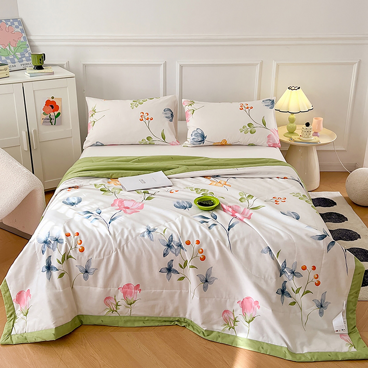 91家纺网 家纺一手货源 找家纺 尊妙被业 2026春夏新款全棉印花夏被空调被夏凉被 梦都花语