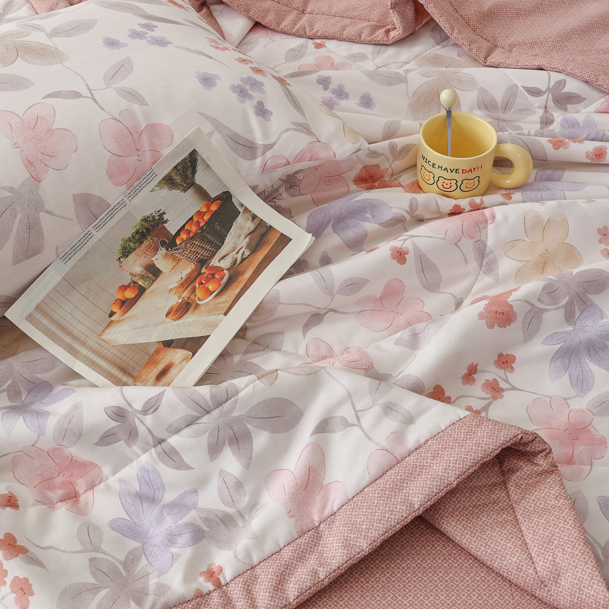 91家纺网 家纺一手货源 找家纺 尊妙被业 2026春夏新款全棉印花夏被空调被夏凉被 杜桑花园