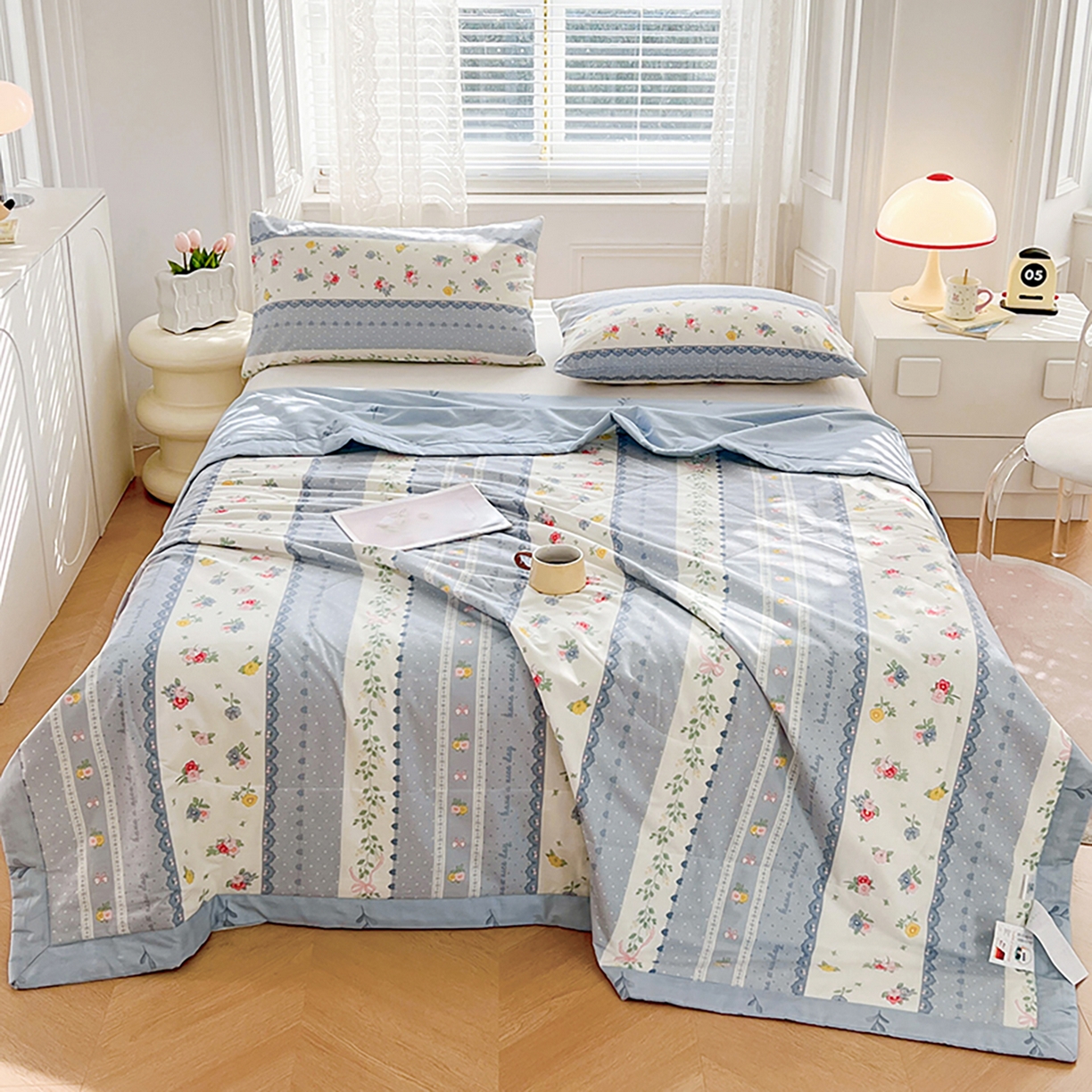 91家纺网 家纺一手货源 找家纺 尊妙被业 2026春夏新款全棉印花夏被空调被夏凉被 安暖入夏