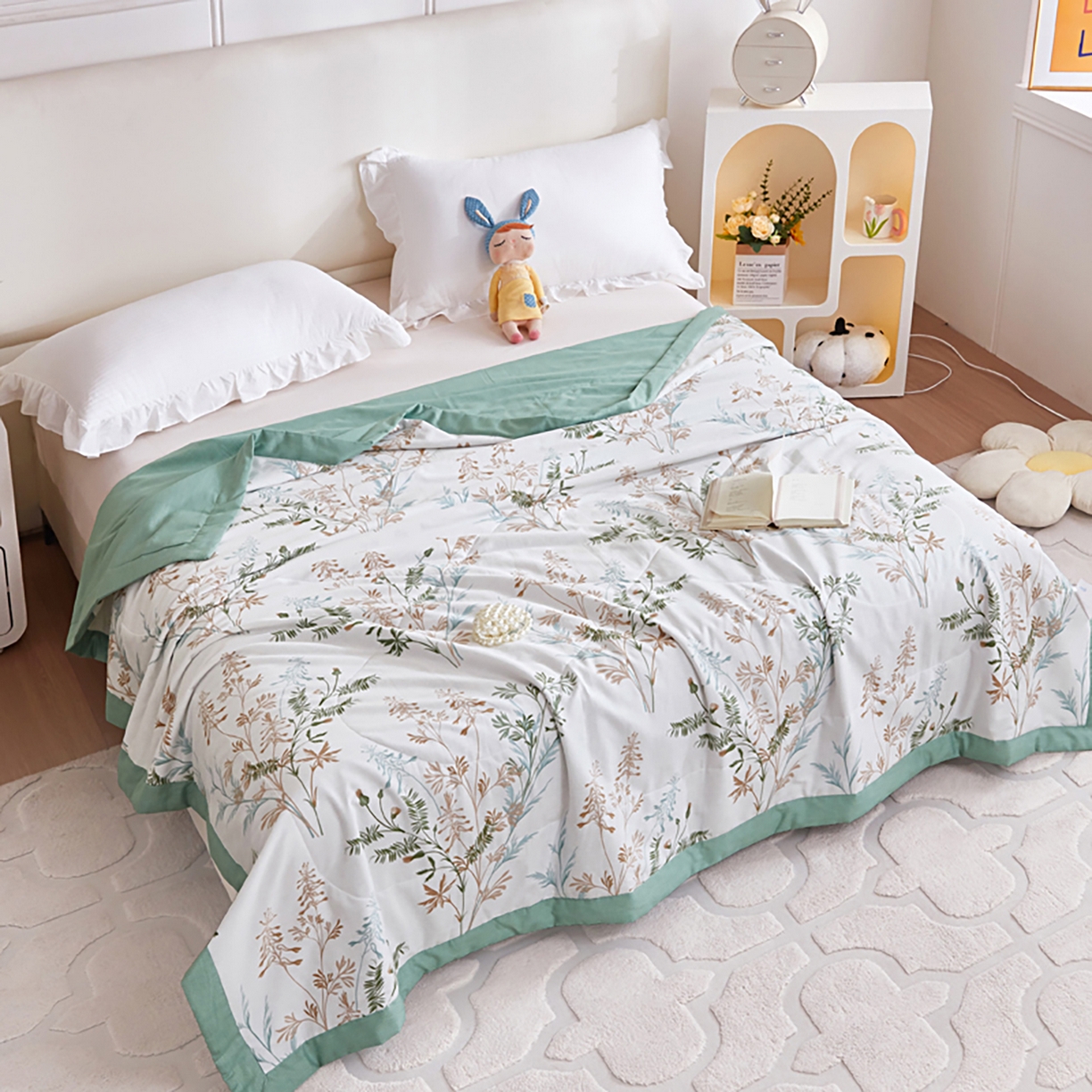 91家纺网 家纺一手货源 找家纺 尊妙被业 2026春夏新款全棉印花夏被空调被夏凉被 情梦莎