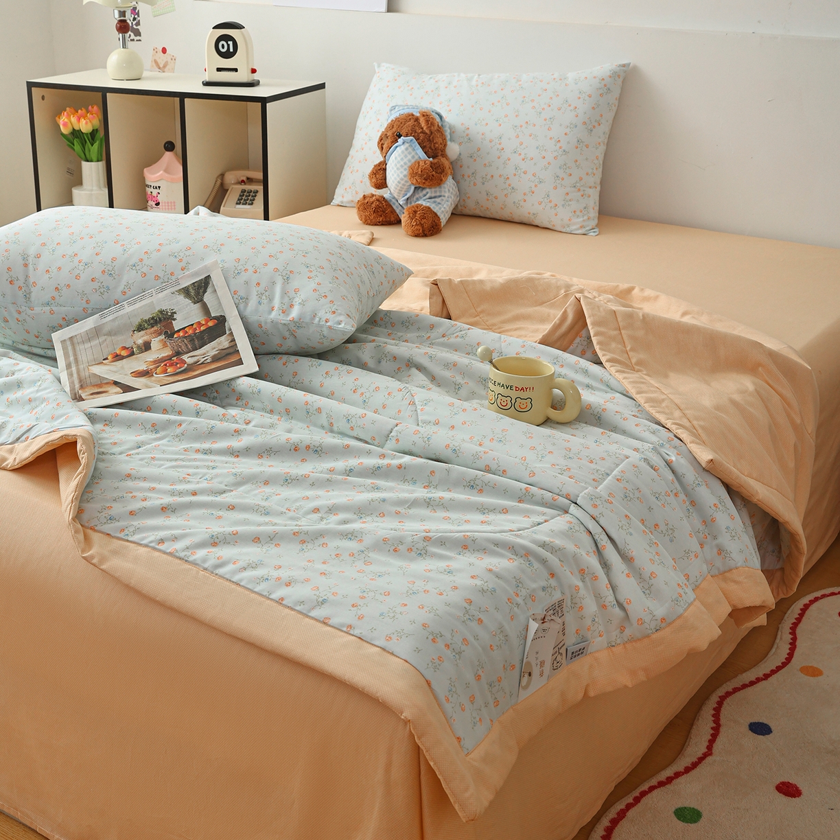 91家纺网 家纺一手货源 找家纺 尊妙被业 2026春夏新款全棉印花夏被空调被夏凉被 紫罗兰的梦