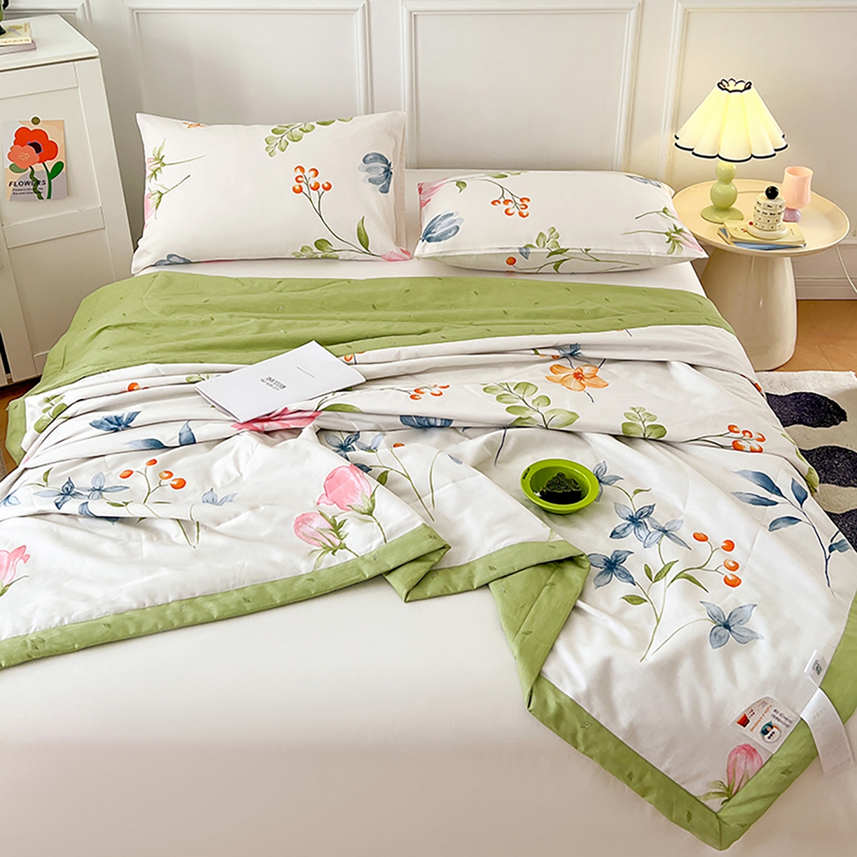 91家纺网 家纺一手货源 找家纺 尊妙被业 2026春夏新款全棉印花夏被空调被夏凉被 梦都花语