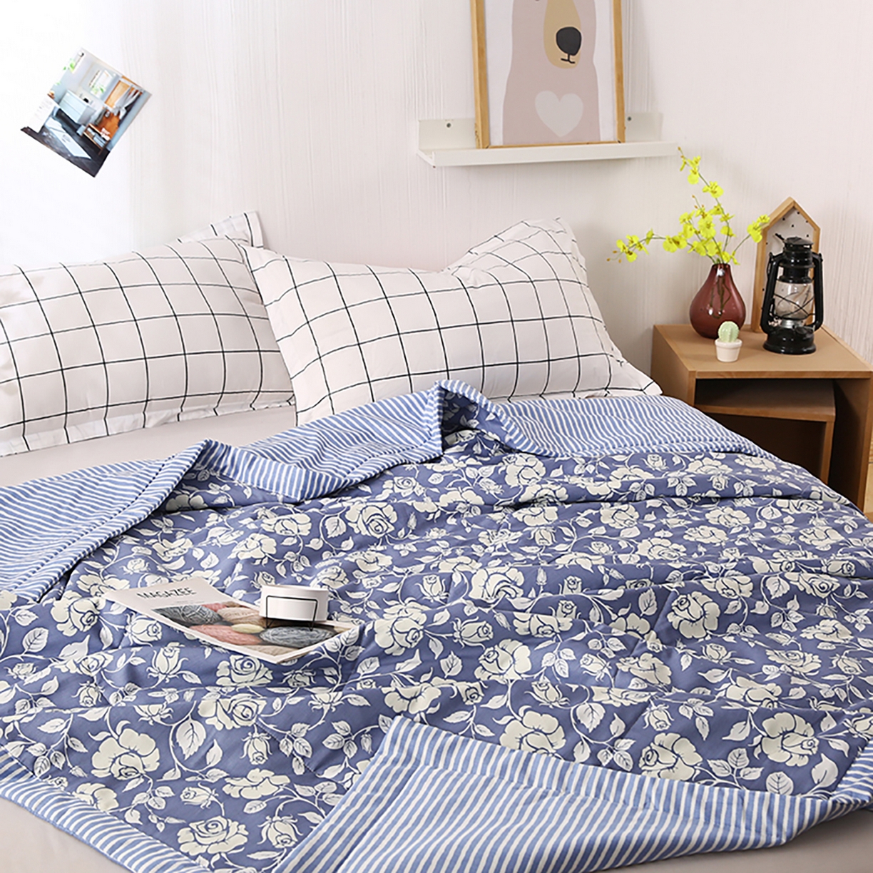 91家纺网 家纺一手货源 找家纺 尊妙被业 2026春夏新款全棉印花夏被空调被夏凉被 漫花语梦