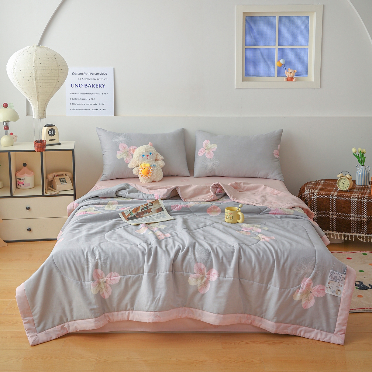 91家纺网 家纺一手货源 找家纺 尊妙被业 2026春夏新款全棉印花夏被空调被夏凉被 温暖思绪