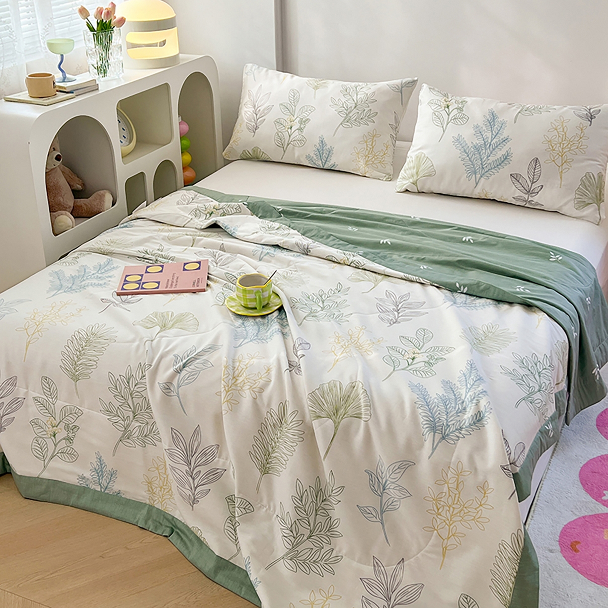 91家纺网 家纺一手货源 找家纺 尊妙被业 2026春夏新款全棉印花夏被空调被夏凉被 春风沐㰤