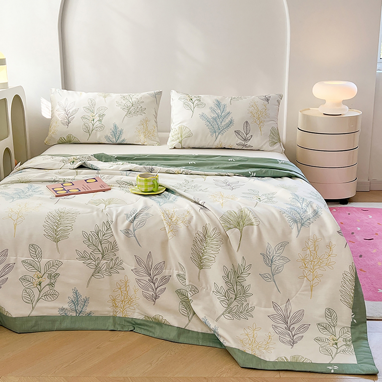 91家纺网 家纺一手货源 找家纺 尊妙被业 2026春夏新款全棉印花夏被空调被夏凉被 春风沐㰤