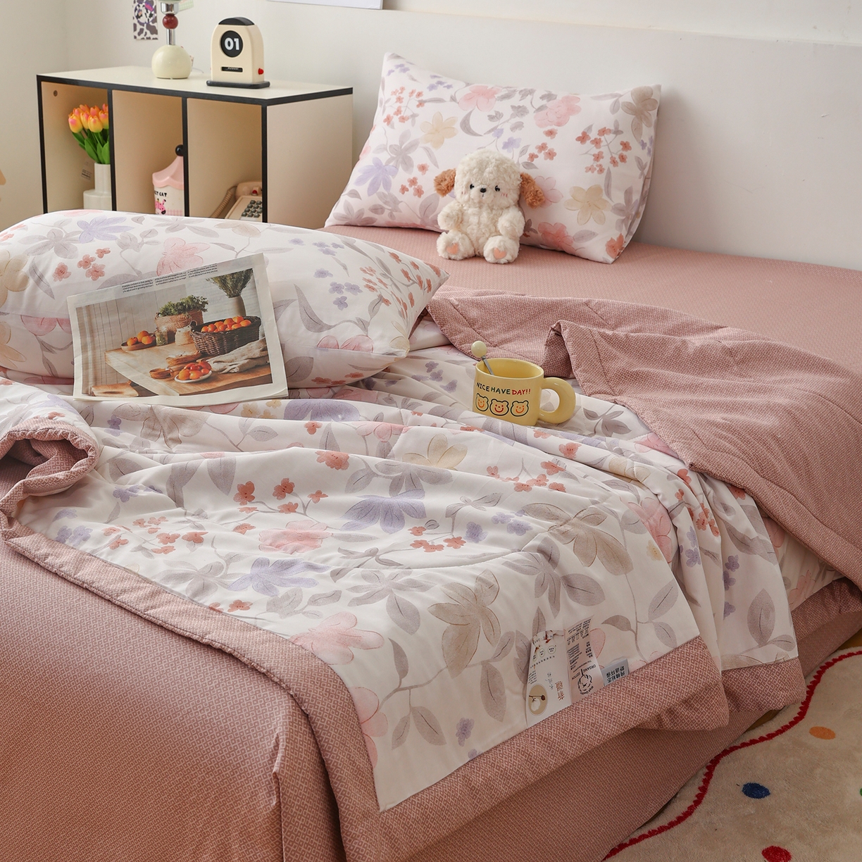 91家纺网 家纺一手货源 找家纺 尊妙被业 2026春夏新款全棉印花夏被空调被夏凉被 杜桑花园